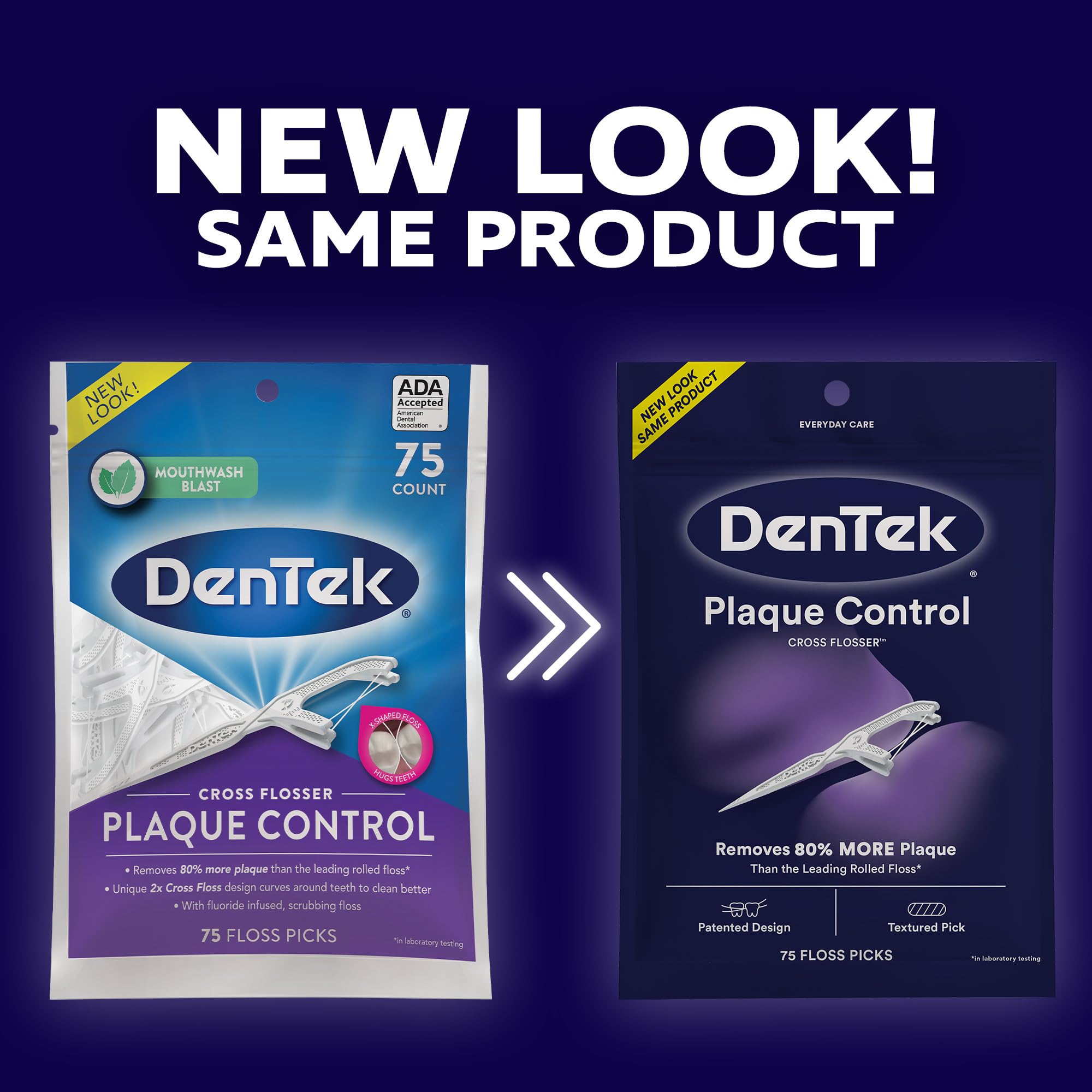 DenTek Cross Flosser Plaque Control Floss Picks - X-Shaped Dental Floss for Effective Plaque Removal (75 Count) | Perfect for Travel, Home & Office Oral Care