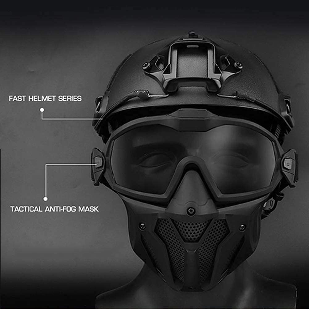 Tactical Fast Helmet with Detachable Anti-Fog Goggles & Breathable Mask - Military Airsoft Paintball Hunting Shooting Gear for Outdoor Sports & Combat Training