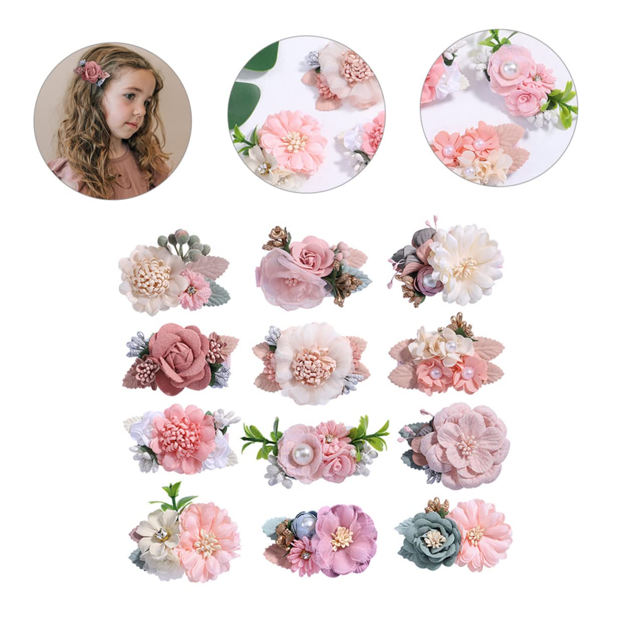 LALAFINA 12pcs Flower Hair Clips for Girls - 2 Sets Cute Thick Hair Clips & Hairpins for Toddler Girls - Perfect for School, Parties & Daily Styling