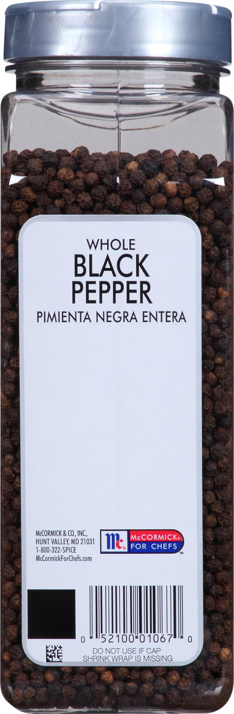 McCormick Culinary Whole Black Peppercorns 19.5 oz - Premium Bulk Black Pepper for Grinders, Cooking & Seasoning | Perfect for Steaks, Soups, Salads, Rubs & Homemade Spice Blends