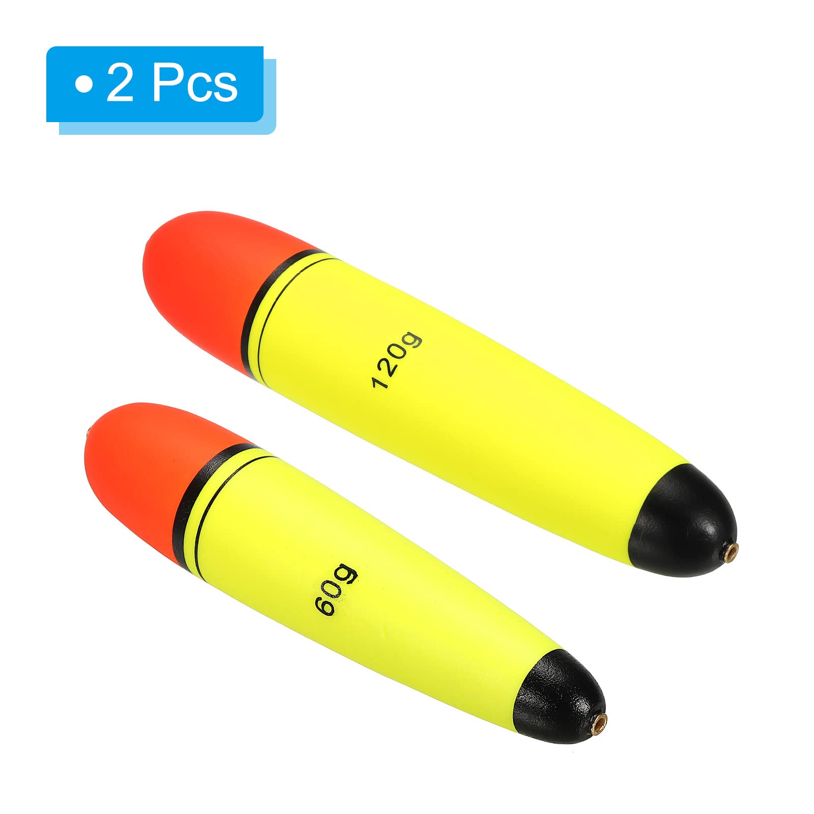 PATIKIL 2.8oz & 4.2oz Fishing Slip Bobbers - 2 Pack EVA Fishing Floats for Saltwater & Freshwater Fishing - High Visibility Yellow Float for Bass, Trout & Panfish - Perfect for Lake, River & Ocean Fishing