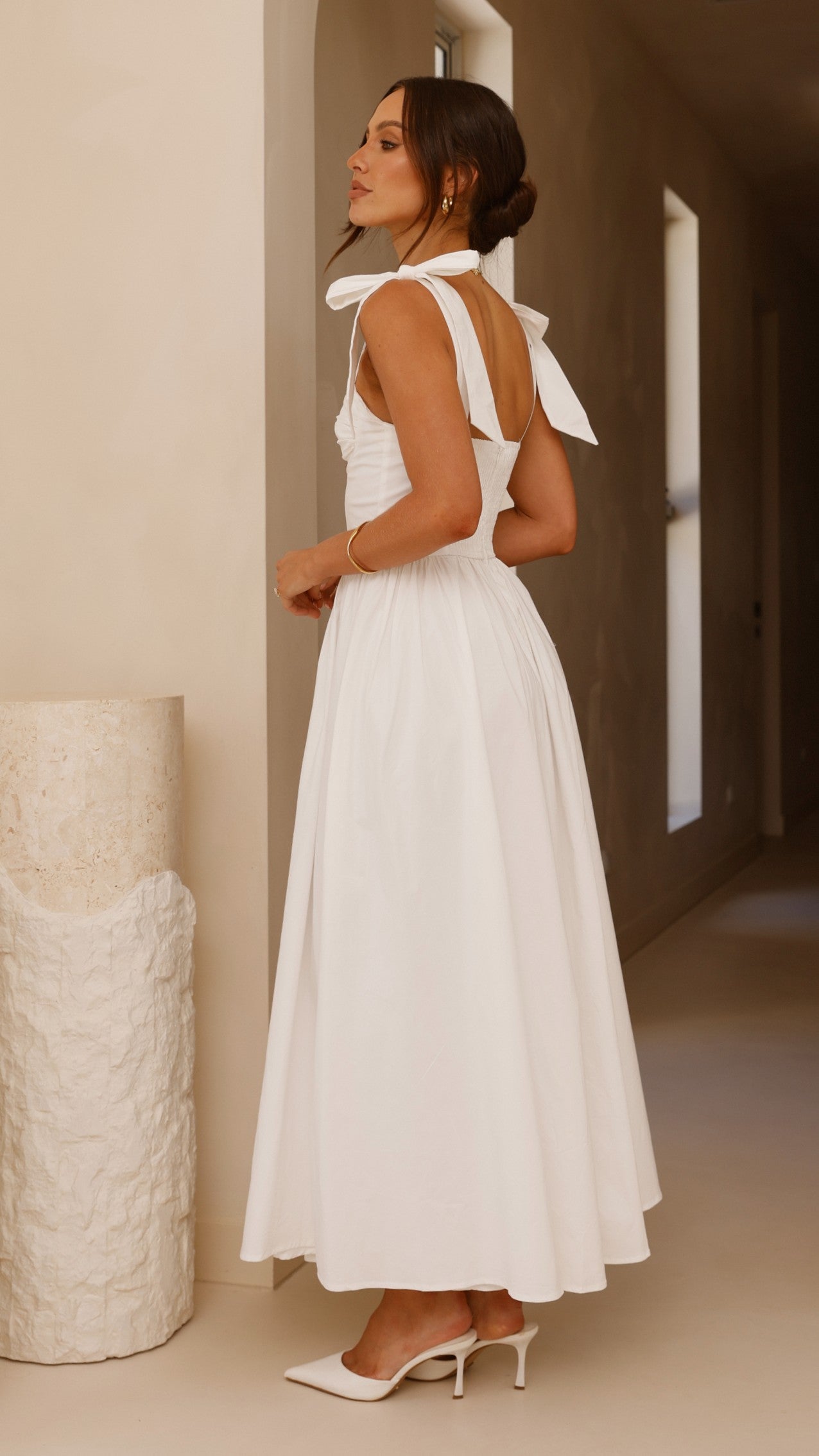 Haisley Maxi Dress for Women - Elegant White Long Flowy Summer Dress - Perfect for Beach, Vacation, and Casual Outings