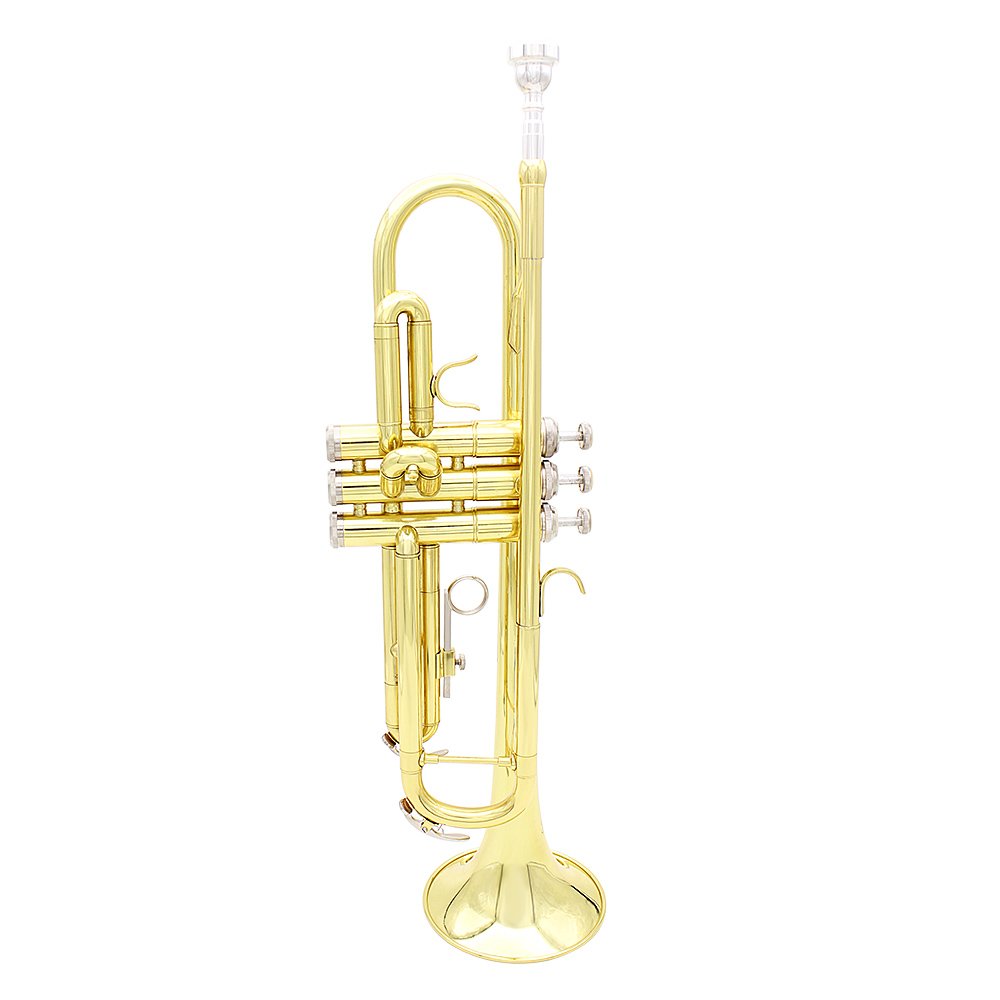 Professional Bb B Flat Trumpet Brass Instrument with Mouthpiece, Cleaning Brush, Cloth Gloves & Strap - Perfect for Beginners, Students, Band Performances & Jazz Ensembles