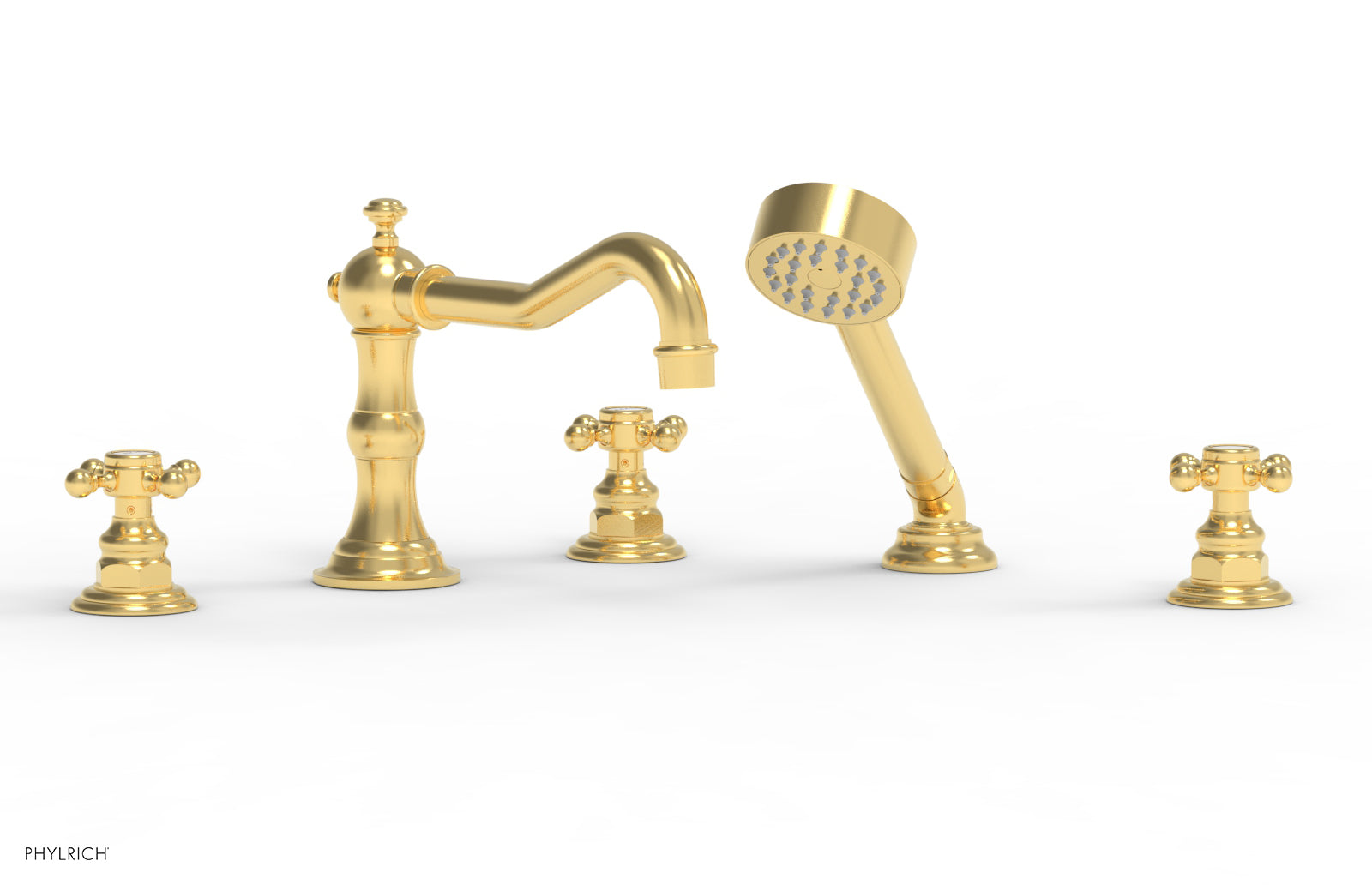 HENRI Deck Mount Tub Set with Hand Shower and Cross Handles - 161 48 - Perfect for Modern Bathroom Renovations and Spa-Like Showower Experience