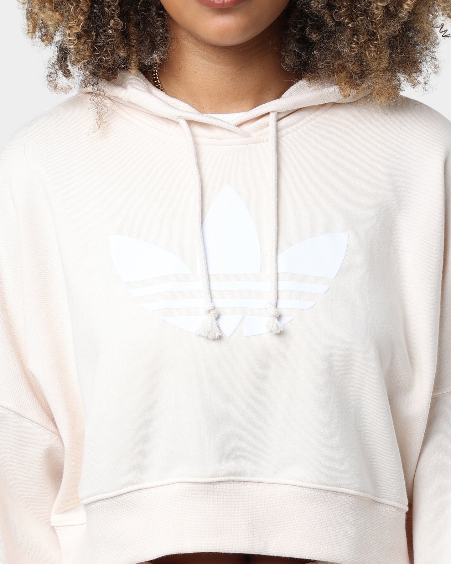 Adidas Women's Cropped Hoodie - Wonder White | Soft Fleece Pullover for Running, Yoga & Casual Wear