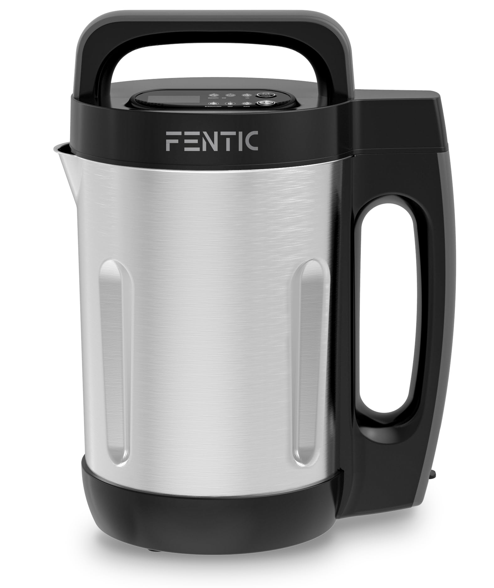 Fentic 1.6L Multifunction Soup Maker Blender - 5 Programs, 900W Power, LED Display, Stainless Steel/Black - Perfect for Homemade Soups, Smoothies & Baby Food Prep