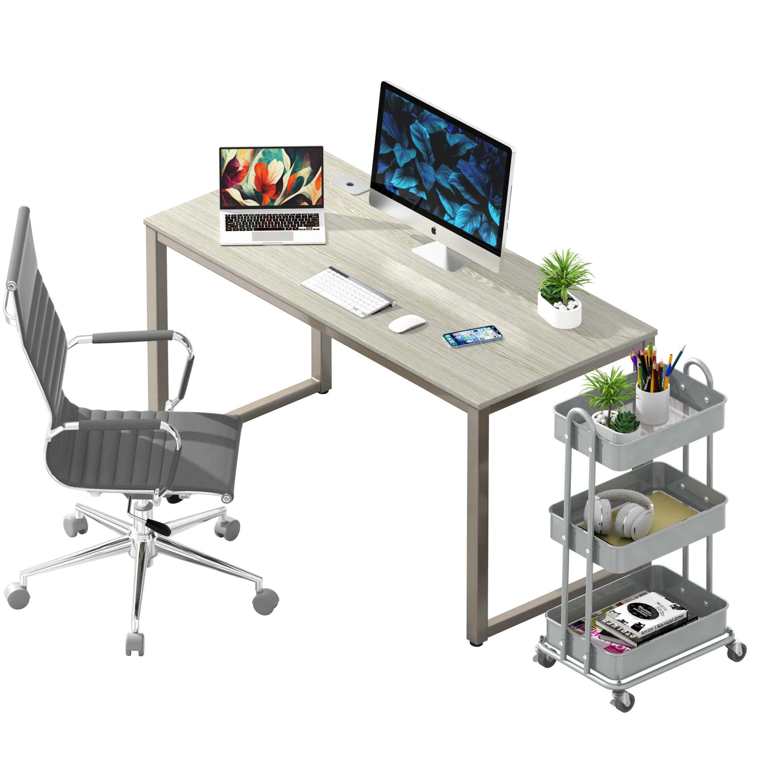 SHW 48-Inch Maple Computer Desk for Home Office - Ergonomic Writing Workstation with Spacious Surface for Laptops, Monitors & Office Supplies | Perfect for Remote Work, Gaming & Study Spaces