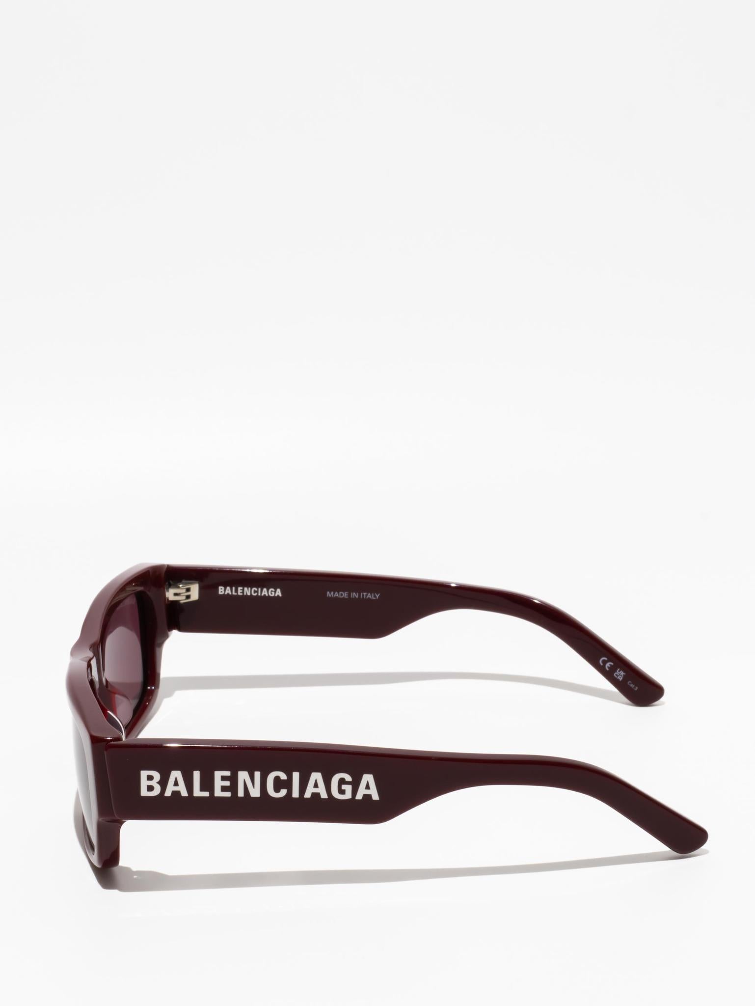 BALENCIAGA MAX SQUARE SUNGLASSES - Burgundy Frame BB0261SA 003 | Luxury Designer Shades for Women & Men | Perfect for Beach, Driving & Fashion Outfits