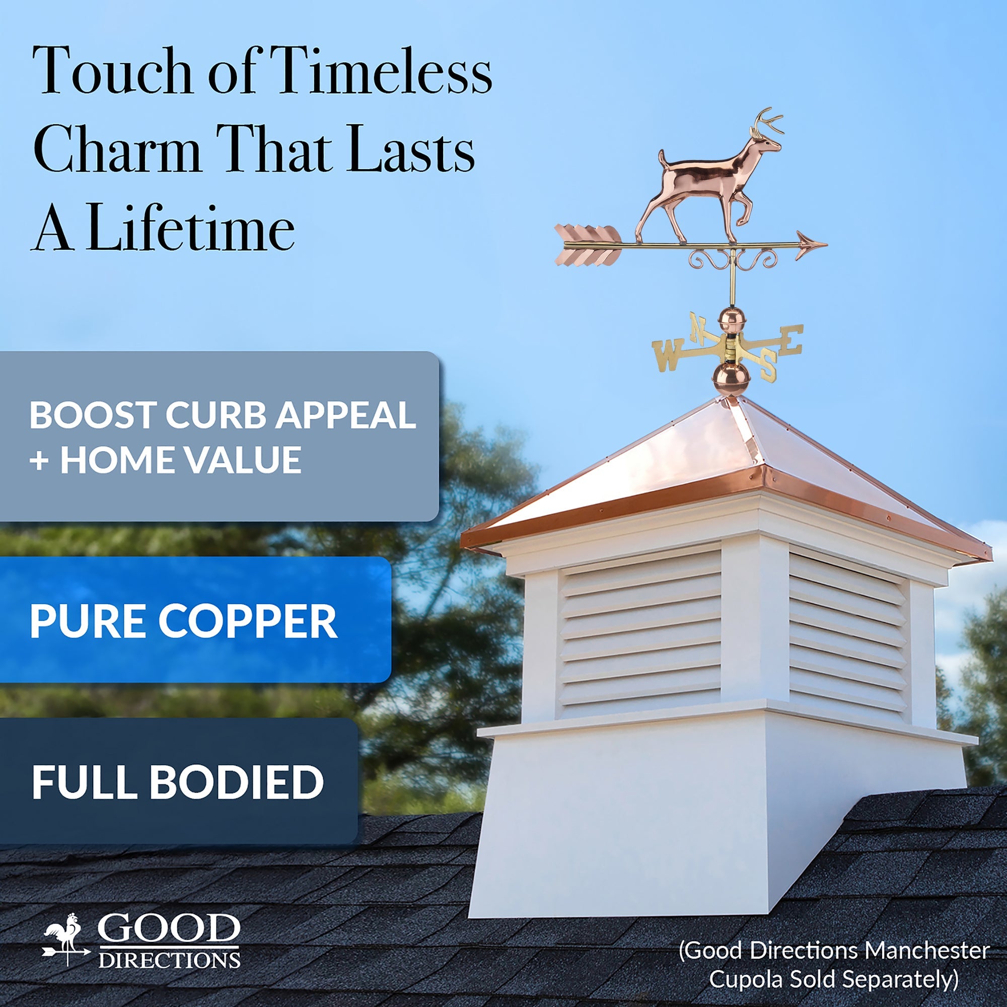 Proud Buck Weathervane - Handcrafted Metal Deer Weather Vane for Roof, Garden & Barn Decor | Rustic Outdoor Home & Farmhouse Decoration
