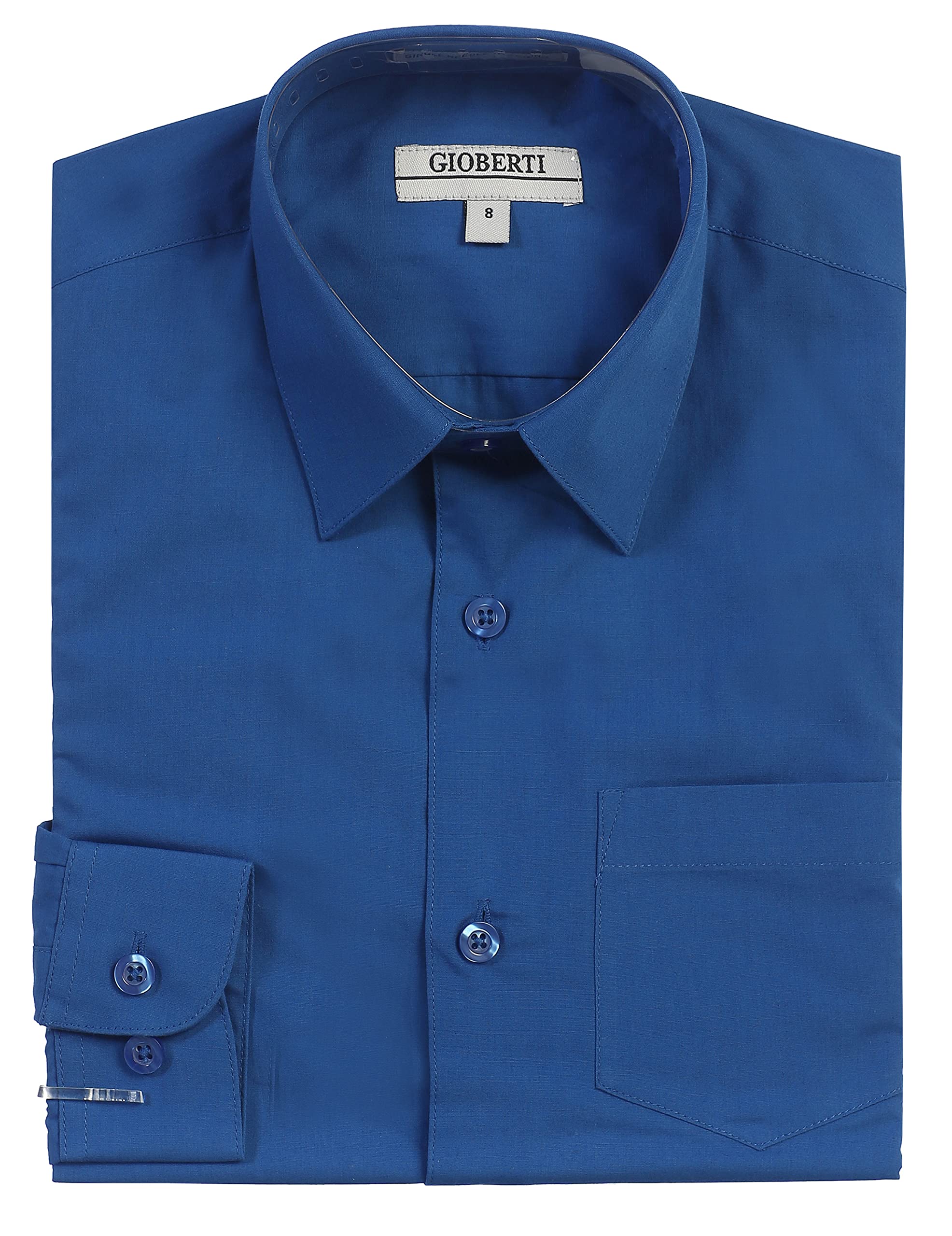 Gioberti Boys Long Sleeve Solid Dress Shirt for School, Church & Formal Occasions | Classic Cotton Button Down Shirt for Kids