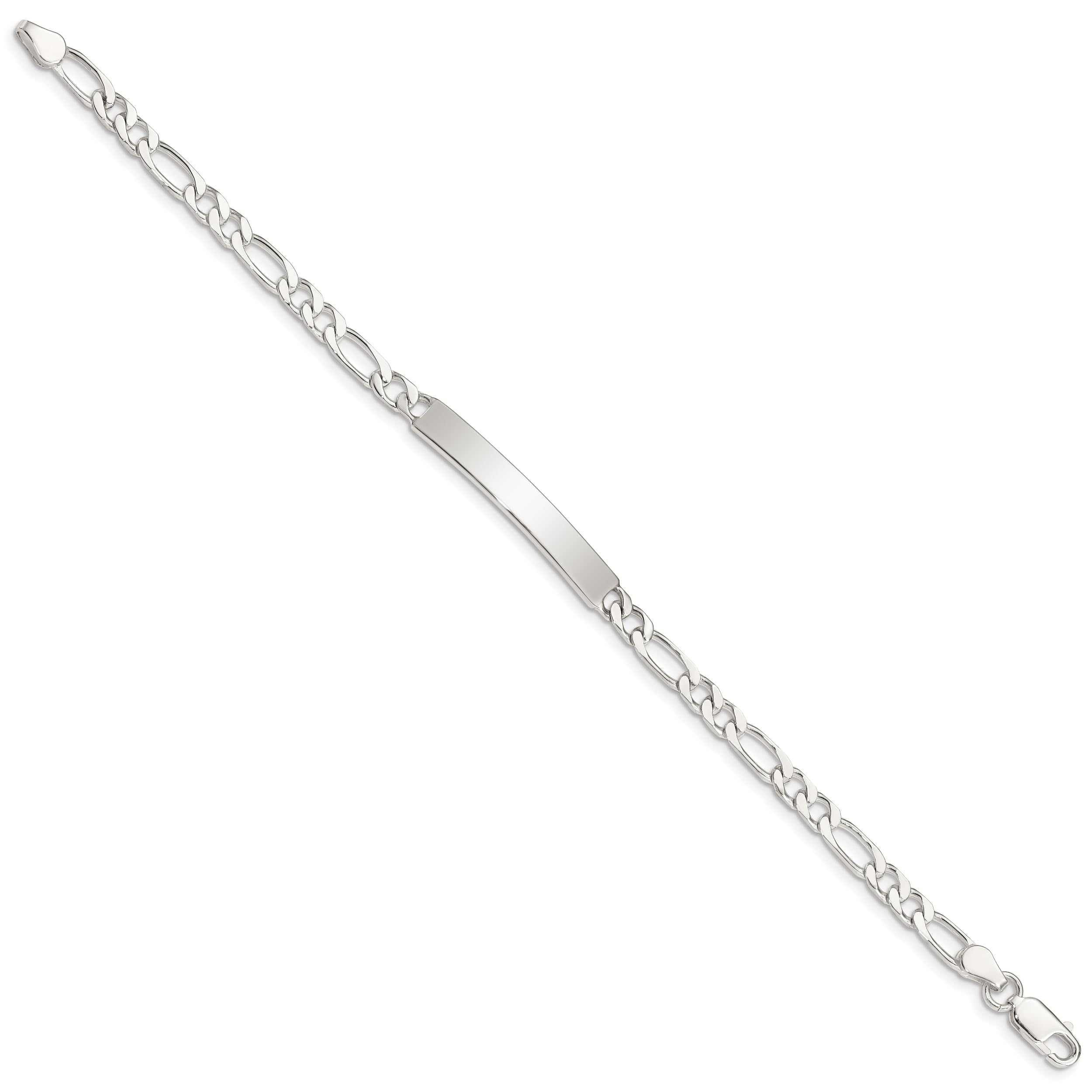 925 Sterling Silver Engraveable Figaro Link Name Bar ID Bracelet - Personalized Jewelry Gift for Women & Men - Perfect for Anniversaries, Birthdays & Special Occasions
