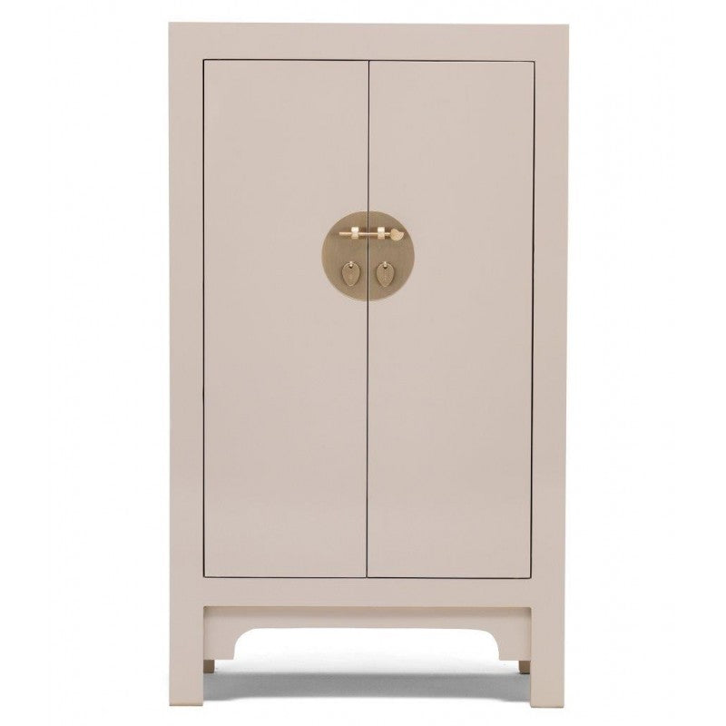 Golden Dragon Oriental Painted Solid Wood Grey Medium Cabinet 70x40x120cm - Vintage Asian Style Storage Cabinet for Living Room, Bedroom, or Home Office Decor