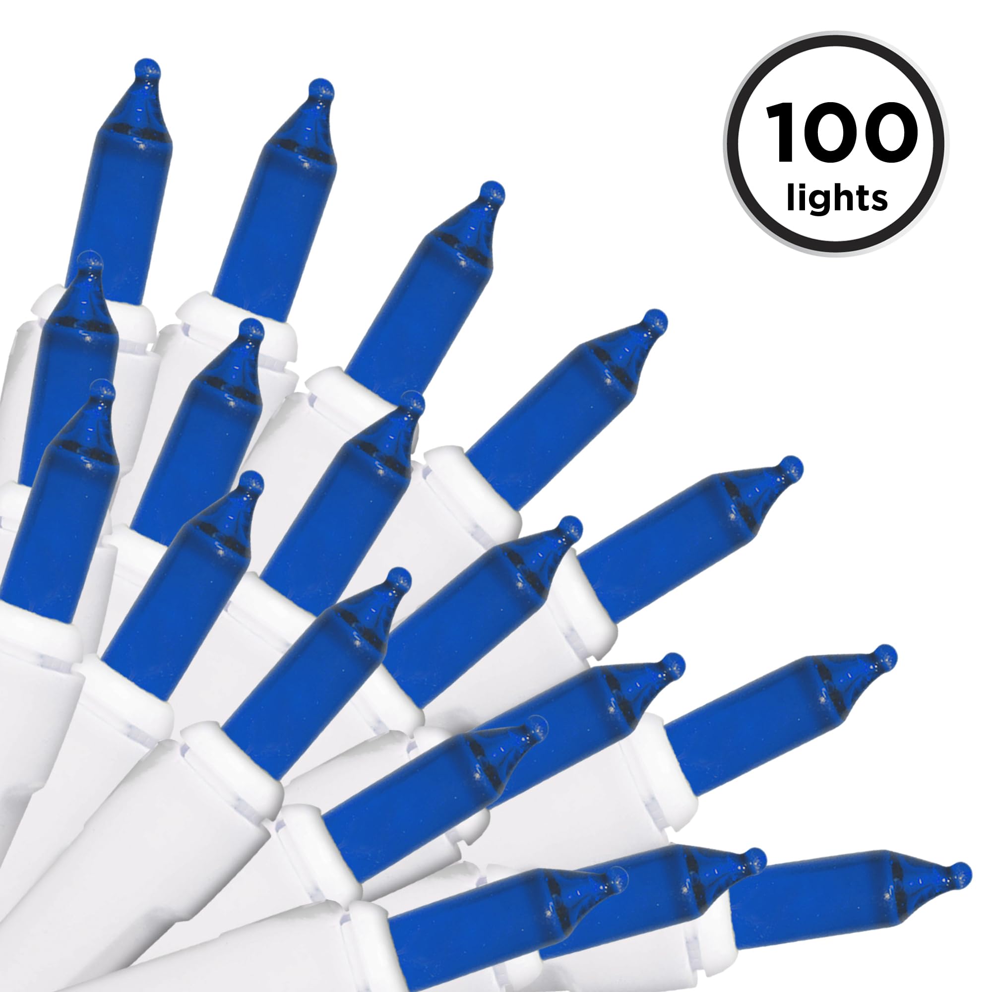 Brite Star 100-Count Mini Blue LED Christmas Lights - 22ft Indoor/Outdoor Holiday String Lights with White Wire for Christmas Trees, Home Decor, and Party Decoration
