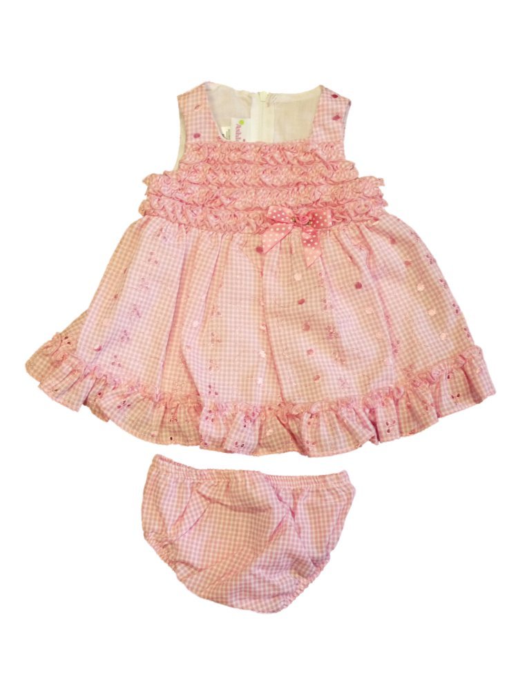 Ashley Ann Infant Girls Pink Gingham Ruffled Sun Dress - Lined Cotton Baby Dress for 3-6 Months | Perfect for Summer Outings, Family Photos & Special Occasions