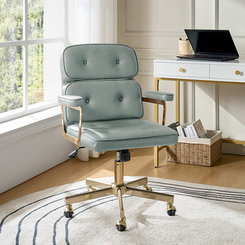 Denise Upholstered Swivel Office Chair - Ergonomic Executive Desk Chair with Adjustable Height & Lumbar Support - Perfect for Home Office, Gaming & Conference Rooms