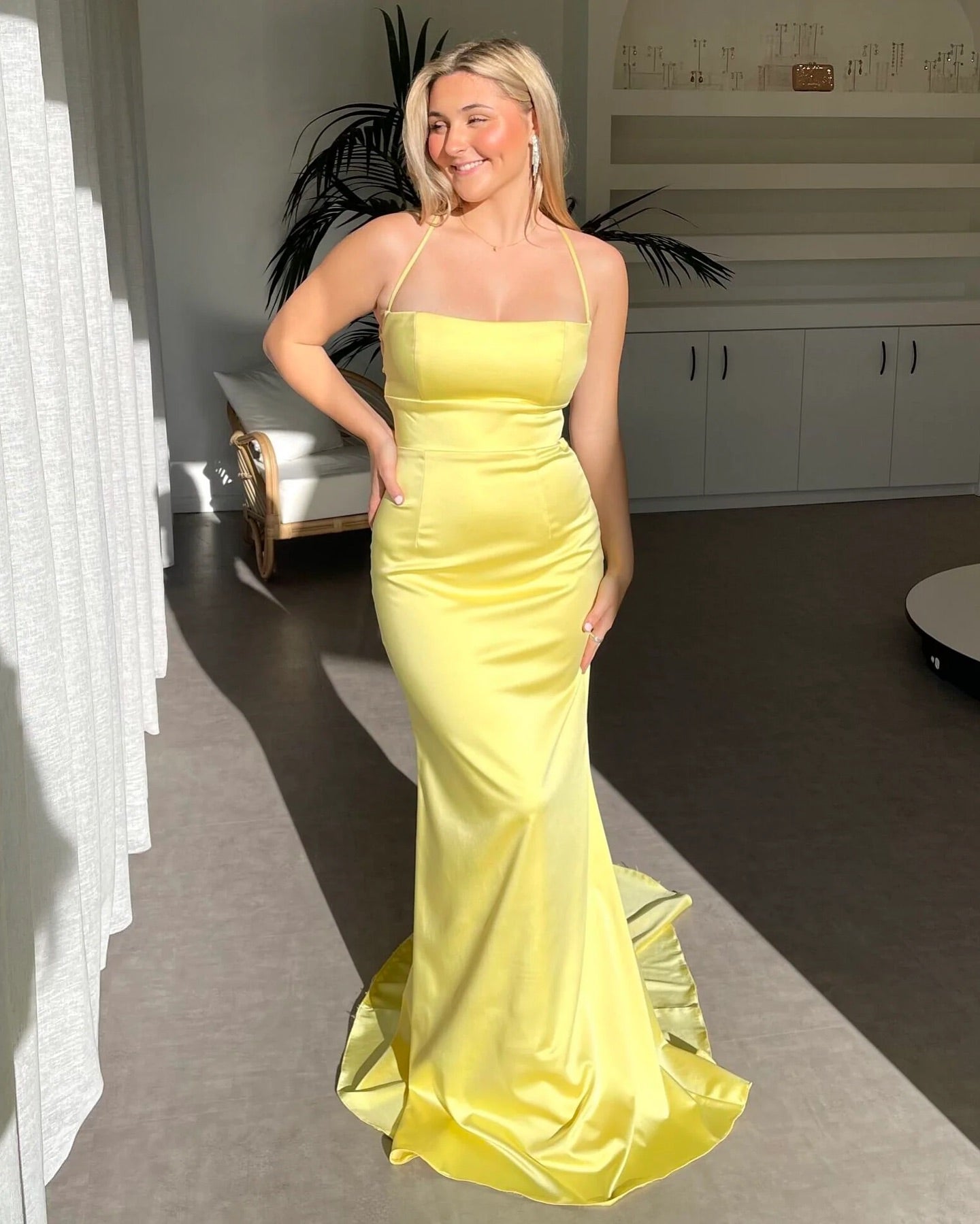 Elegant Mermaid Yellow Prom Dress - Satin Evening Gown for Formal Parties & Special Occasions | Style J6252 | Perfect for Homecoming, Prom Night & Black Tie Events