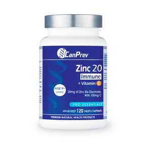 Canprev Zinc 20 Immune Support with Vitamin C - 120 Vegetarian Capsules - Boost Immunity & Antioxidant Defense for Cold & Flu Season