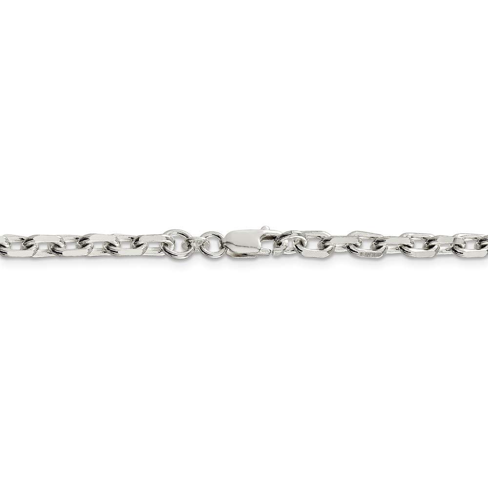 Roy Rose Jewelry Sterling Silver 4.90mm Beveled Oval Cable Chain Necklace 24 Inches - Elegant Layering Piece for Women, Perfect for Everyday Wear & Special Occasions