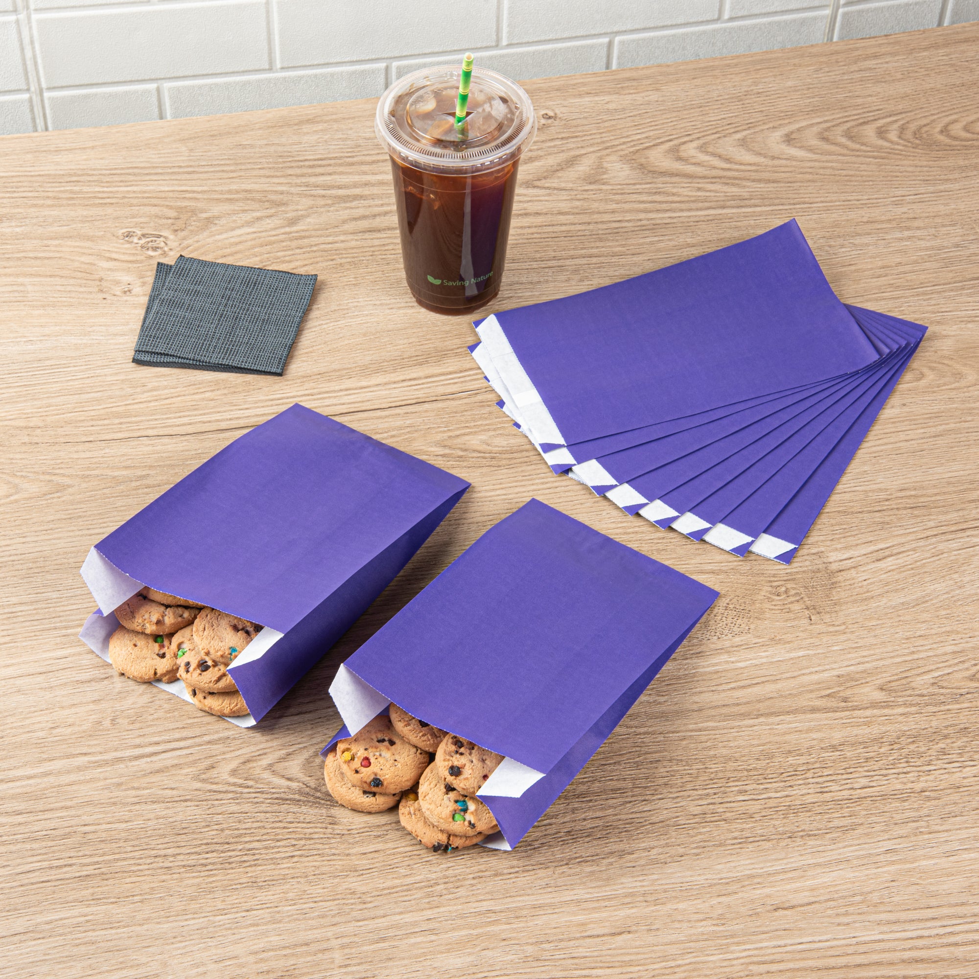 Purple French Fry & Snack Bags - 5