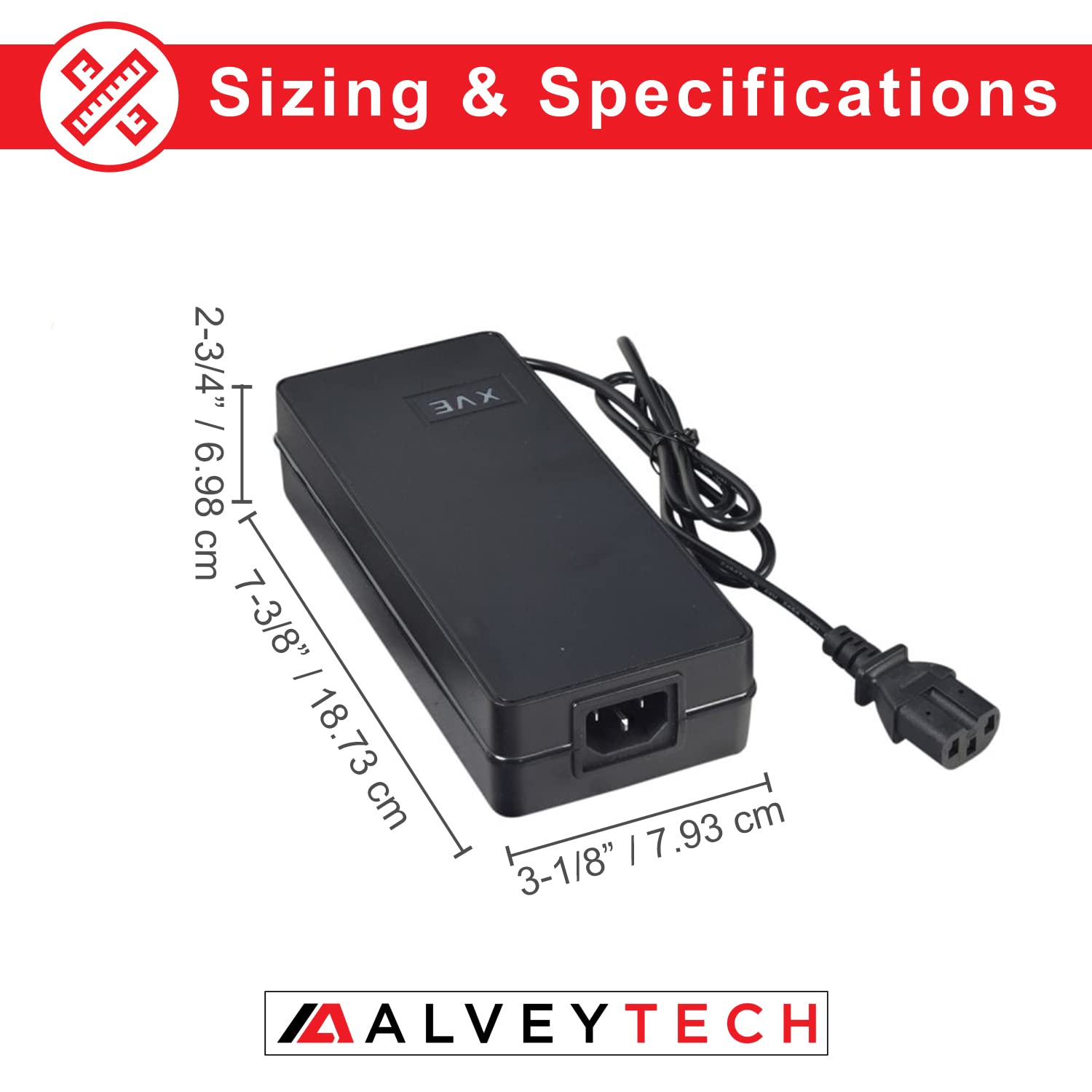 AlveyTech 48V 3.0A Fast Charger for eWheels Scooters - 3-Pin DC57.6V Battery Charger Compatible with AGM/SLA/Gel Batteries | Perfect for Commuting, Campus Travel & Urban Mobility