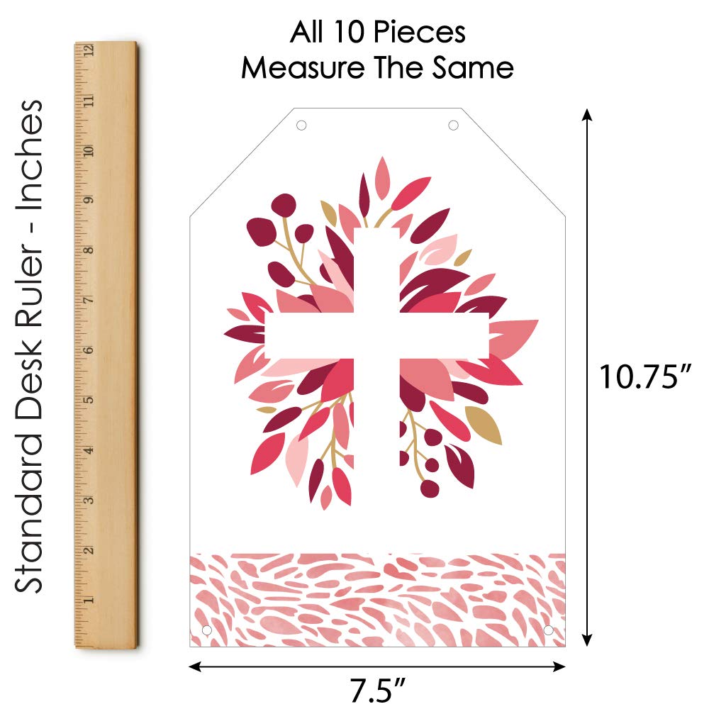 Elegant Pink Cross Hanging Paper Door Banner - Religious Wall Decoration Kit for Girls - Indoor Party & Home Decor - Perfect for Baptisms, First Communions & Church Events