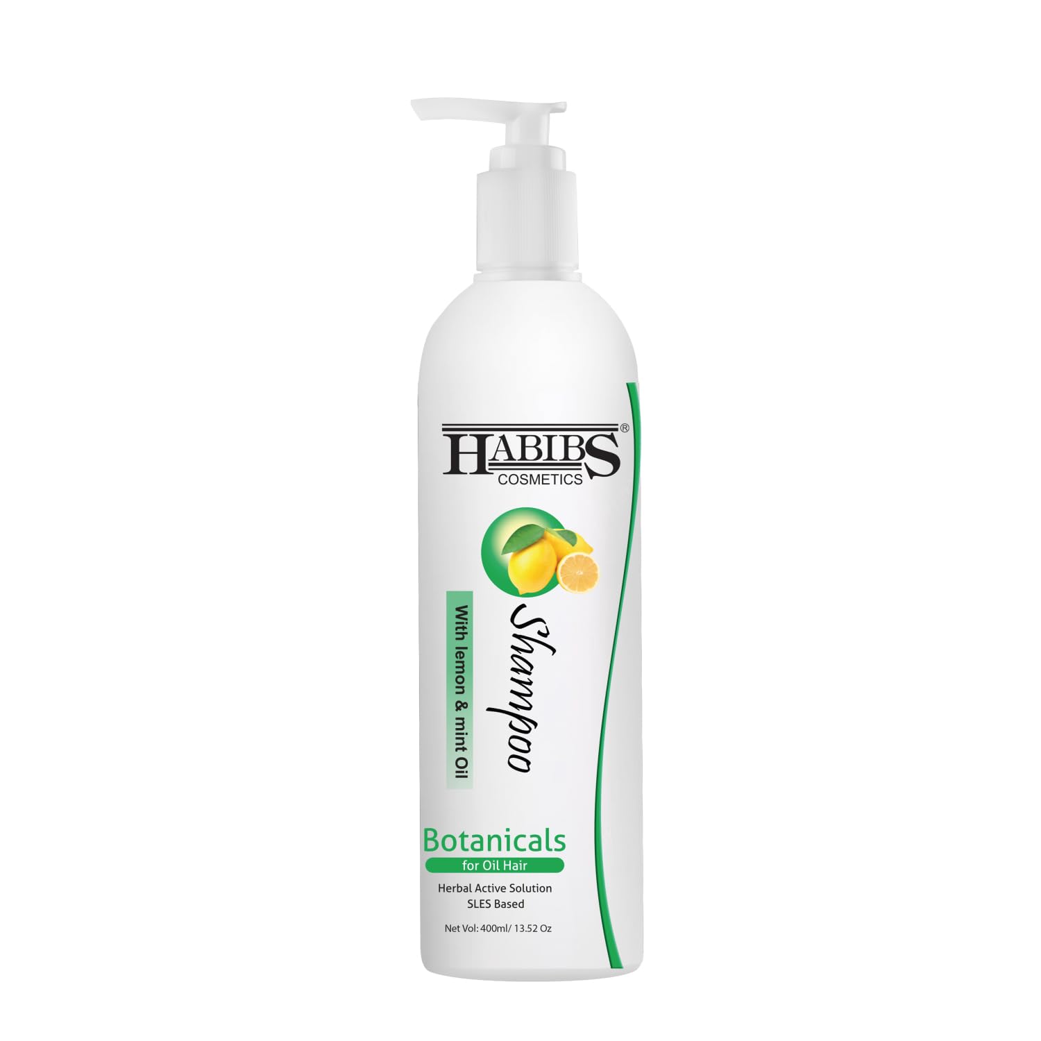HABIBS COSMETICS Professional Oil Control Shampoo for Oily Hair & Scalp - Anti Dandruff Treatment with Natural Lemon & Mint Oil - Clears Excess Oil, Dandruff & Dry Flakes - Sulfate & Paraben Free 400ml - Perfect for Daily Hair Care & Scalp Refreshment
