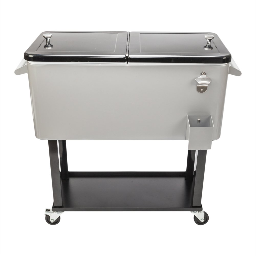 FRITHJILL 80-Quart Rolling Cooler Cart - Portable Drink Cooler for Outdoor Parties, Patio, BBQ & Tailgating - Insulated Beverage Bar Cart for Cold Drinks & Beer