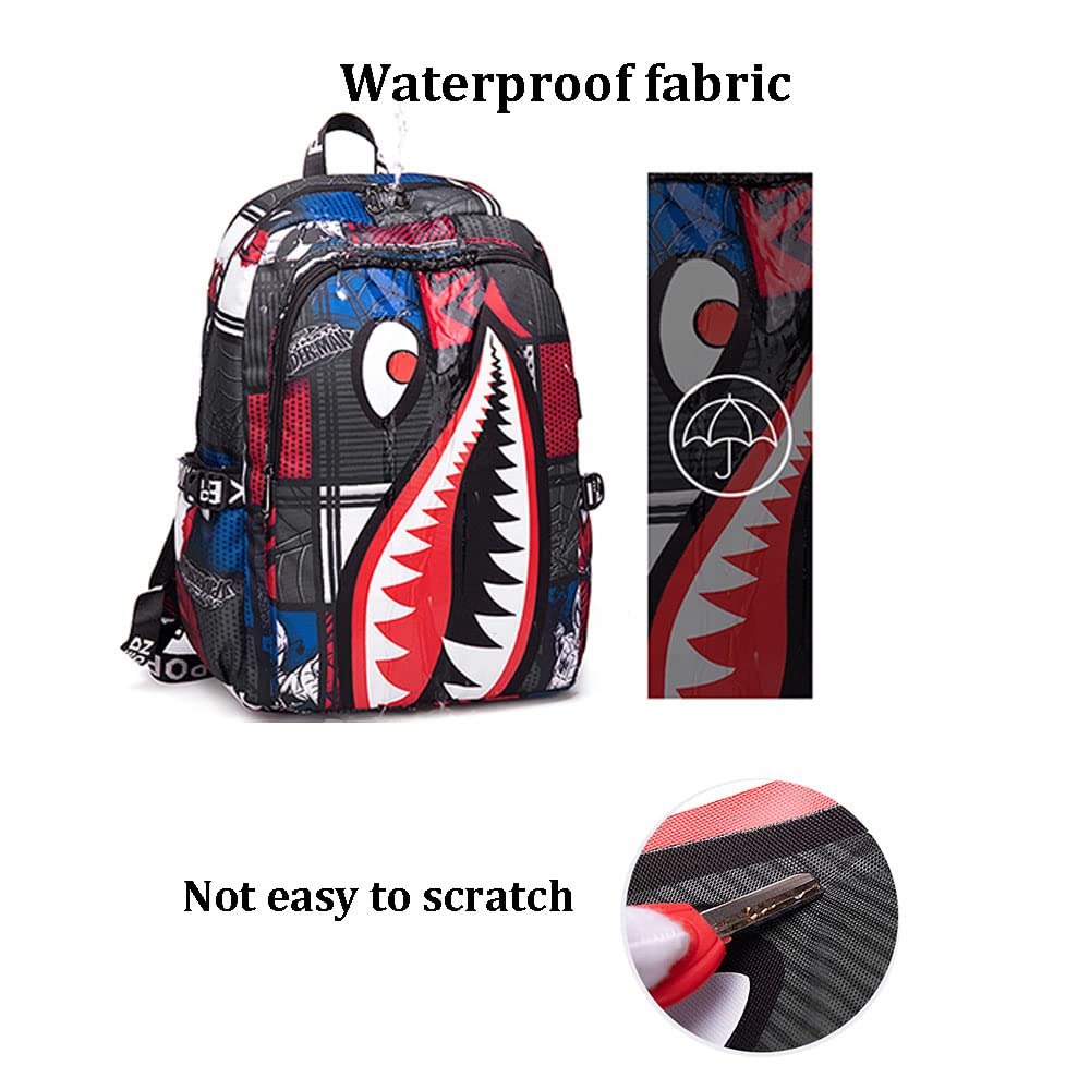 Boys' School Backpack with USB Charging Port - 15.6 Inch Laptop Backpack for Teens, Waterproof & Lightweight Travel Backpack (Red) - Perfect for School, College, Travel & Daily Commute