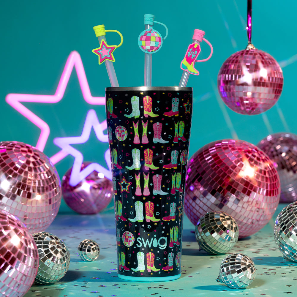 Disco Cowgirl 32oz Tumbler - Insulated Stainless Steel Cup with Lid & Straw - Perfect for Country Music Concerts, Rodeos & Western-Themed Parties