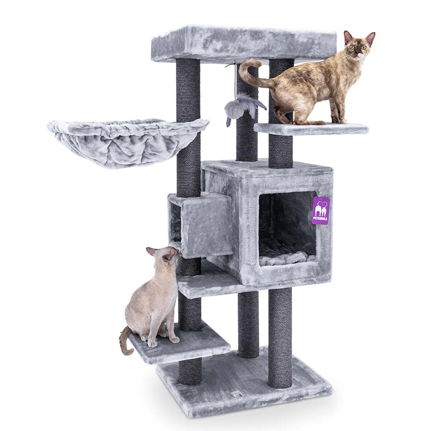 Premium 134cm Cat Tree for Large Cats - Kings & Queens Cleopatra Style - Multi-Level Scratching Post with Perches & Condo - Perfect for Indoor Play & Climbing