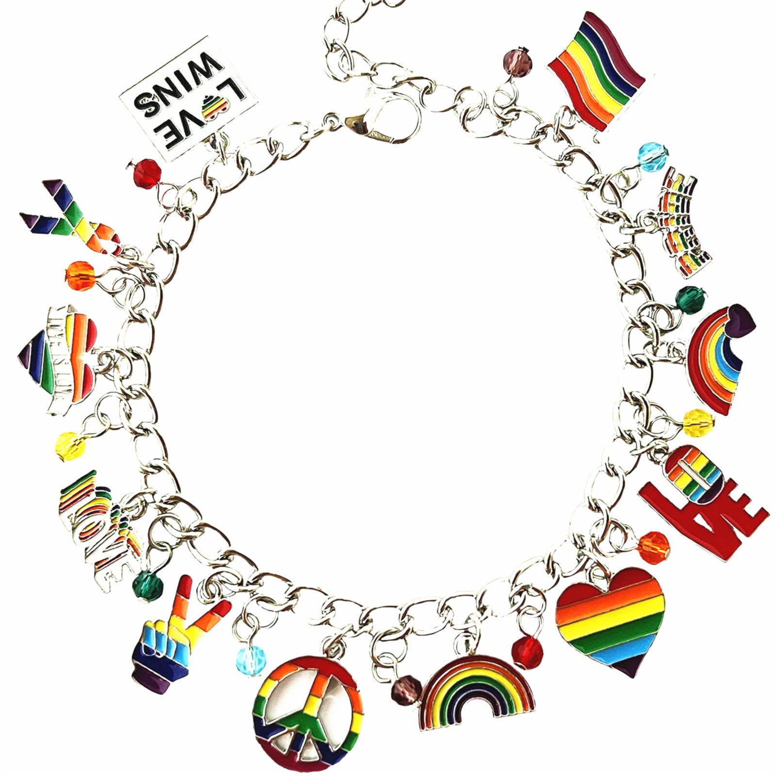 Rainbow Pride Charm Bracelet - LGBT Love Heart Piercing Bracelet for LGBTQ+ Support, Unique Gift for Pride Month, Gay Rights & Equality (Perfect for Parades, Weddings & Everyday Wear)