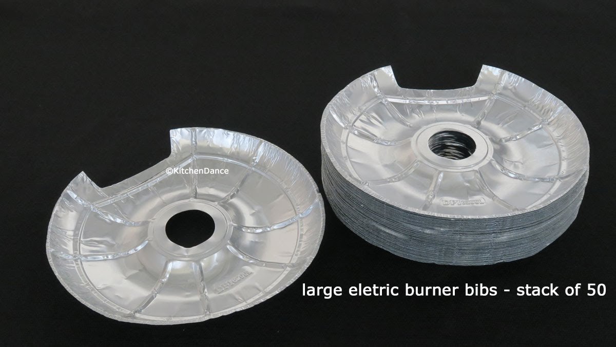 KitchenDance Disposable Electric Stove Burner Liners - 100 Pack (50 Large & 50 Small) Aluminum Foil Bibs for Gas & Electric Ranges | Oil & Food Splatter Protection | Easy Cleanup for Cooking, Grilling & Baking