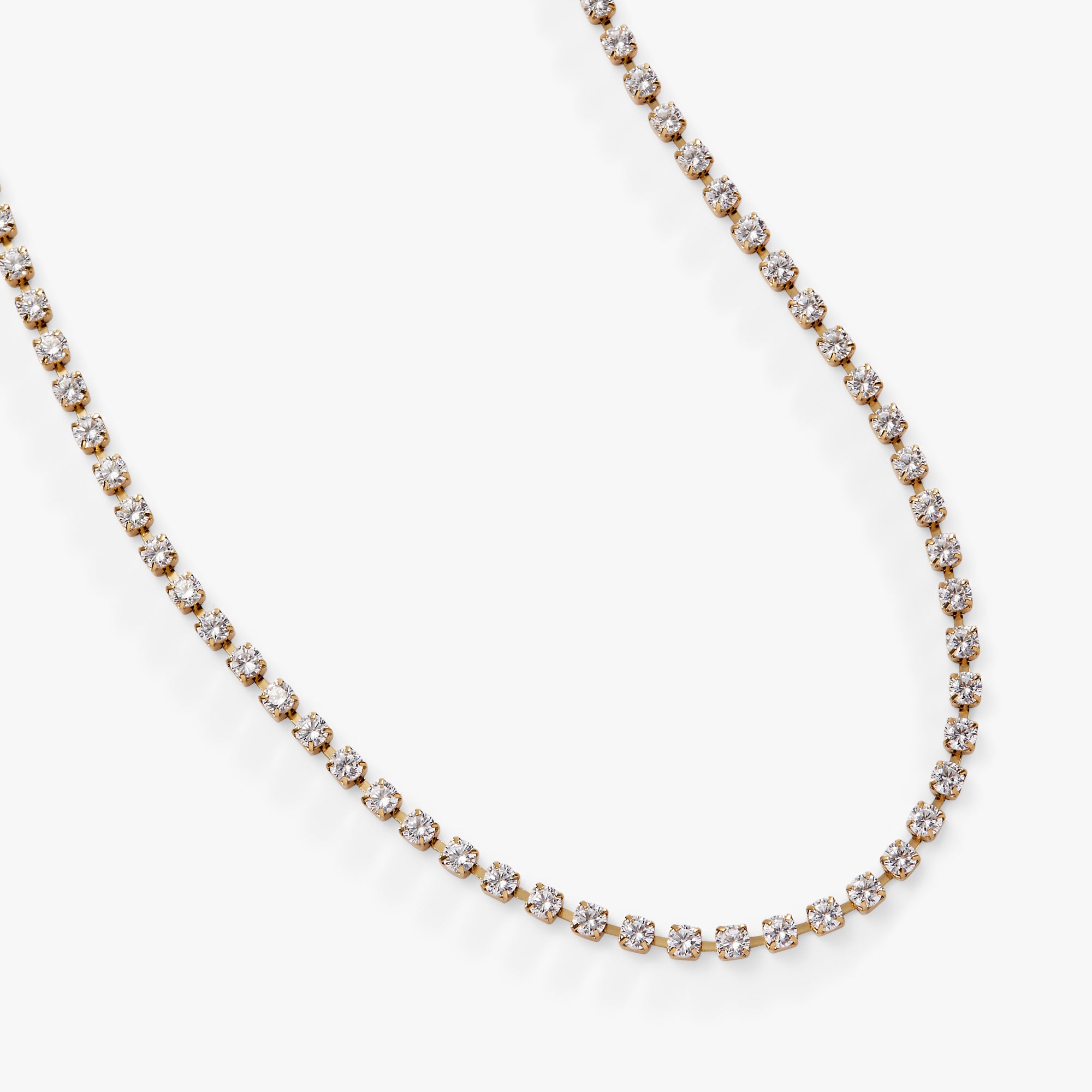 14K Gold Plated Crystal Tennis Chain Necklace for Men & Women - Elegant Layered Necklace for Parties, Weddings & Everyday Wear