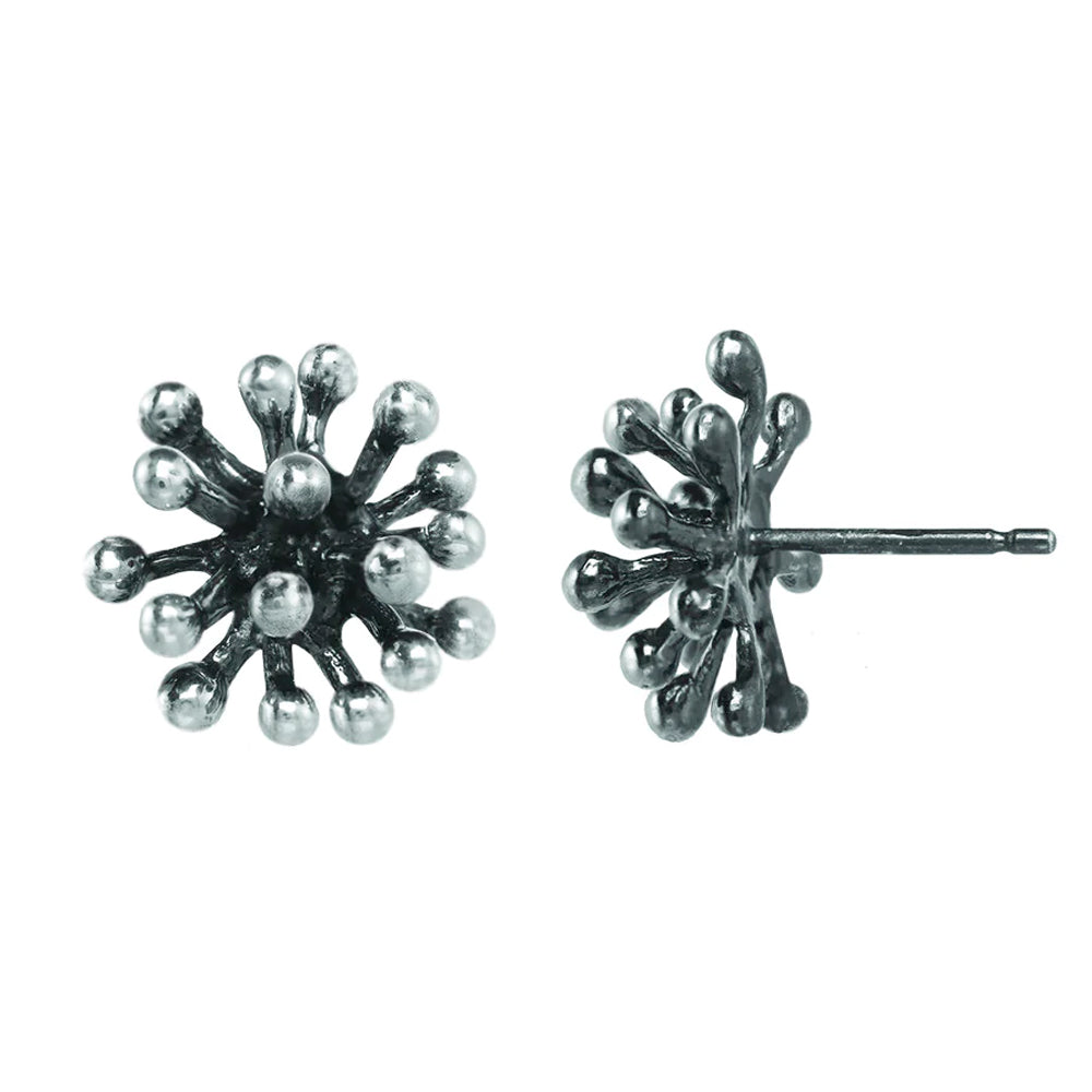 Dandelion Stud Earrings - Oxidized Silver Large Floral Earrings for Women | Perfect for Casual Wear, Date Night & Special Occasions