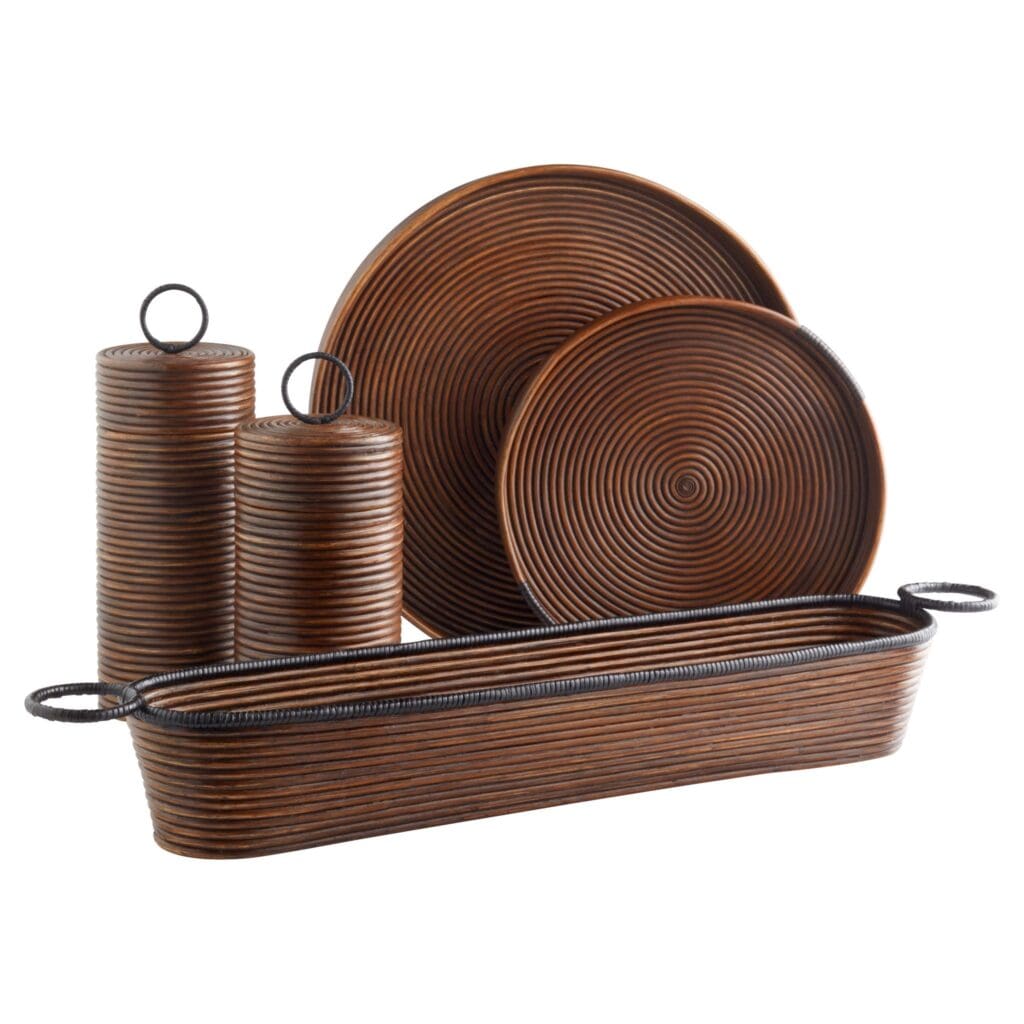 Cyan Design 11718 Papeete Round Tray - Small Brown Decorative Tray for Home Decor, Coffee Table Centerpiece, Jewelry Organizer & Bathroom Essentials Holder