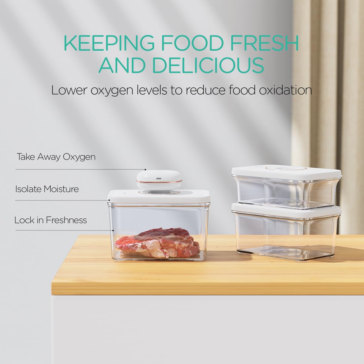 Portable Handheld Vacuum Sealer for Food Storage - Rechargeable Cordless Automatic Food Saver with 3 Vacuum Containers | Perfect for Meal Prep, Sous Vide & Extending Freshness (1 Machine + 3 BPA-Free Containers)