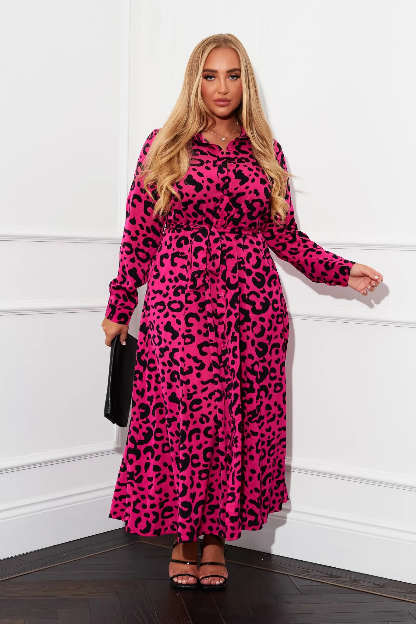 Brielle Women's Pink Maxi Shirt Dress - Flowy Long Sleeve Casual Summer Dress for Beach, Vacation & Everyday Wear