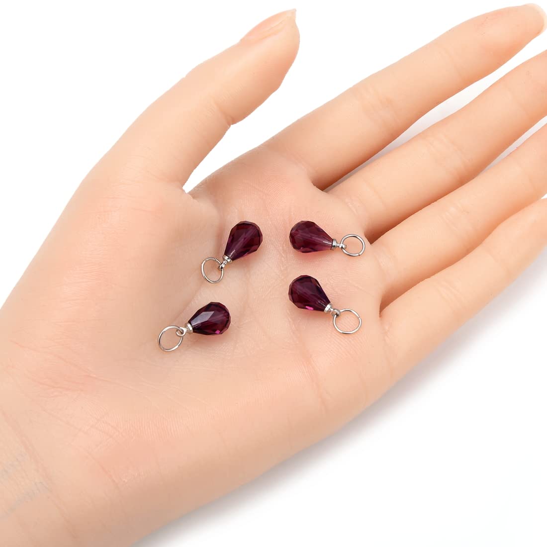 30pcs 10mm Amethyst Loose Beads - February Birthstone, Austrian Teardrop Pear Crystal Pendant Beads with Jump Rings for Jewelry Making, DIY Crafts, Necklaces & Bracelets - Perfect for Birthdays, Gifts & Fashion Accessories