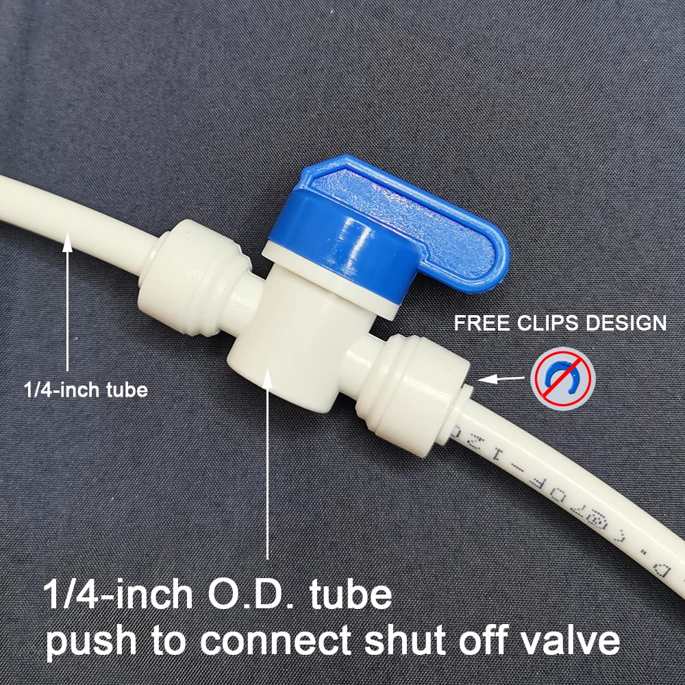 Malida 1/4 Inch OD Quick Push Connect Water Purifier Shut Off Ball Valve - 10 Pack Plastic Plumbing Fittings for RO/DI Systems | Perfect for Home Water Filtration & Aquarium Setup