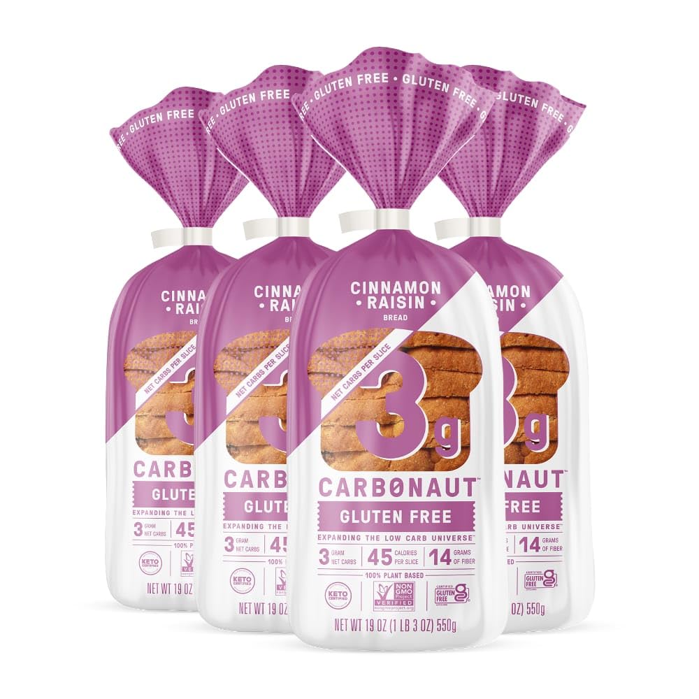 Carbonaut Gluten Free Seeded Bread - Low Carb, Keto Certified, Non-GMO, Vegan (Pack of 4) | Perfect for Keto Diet, Healthy Snacks & Sandwiches
