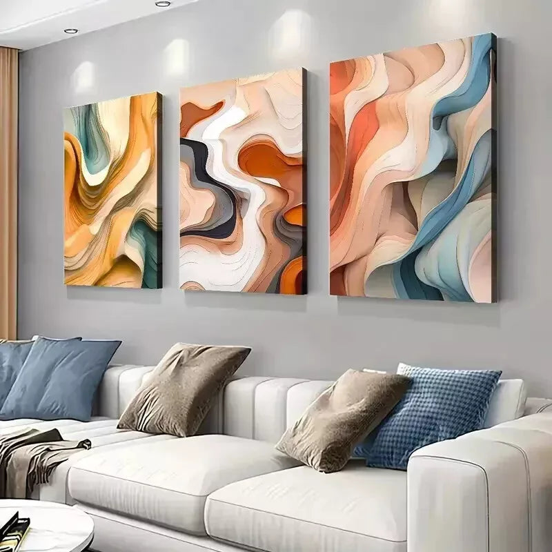3-Piece Abstract Geometric Wall Art Set - Framed Canvas Prints 50x70cm | High-Quality Australian Made | Ready to Hang | Perfect for Living Room, Bedroom & Office Decor