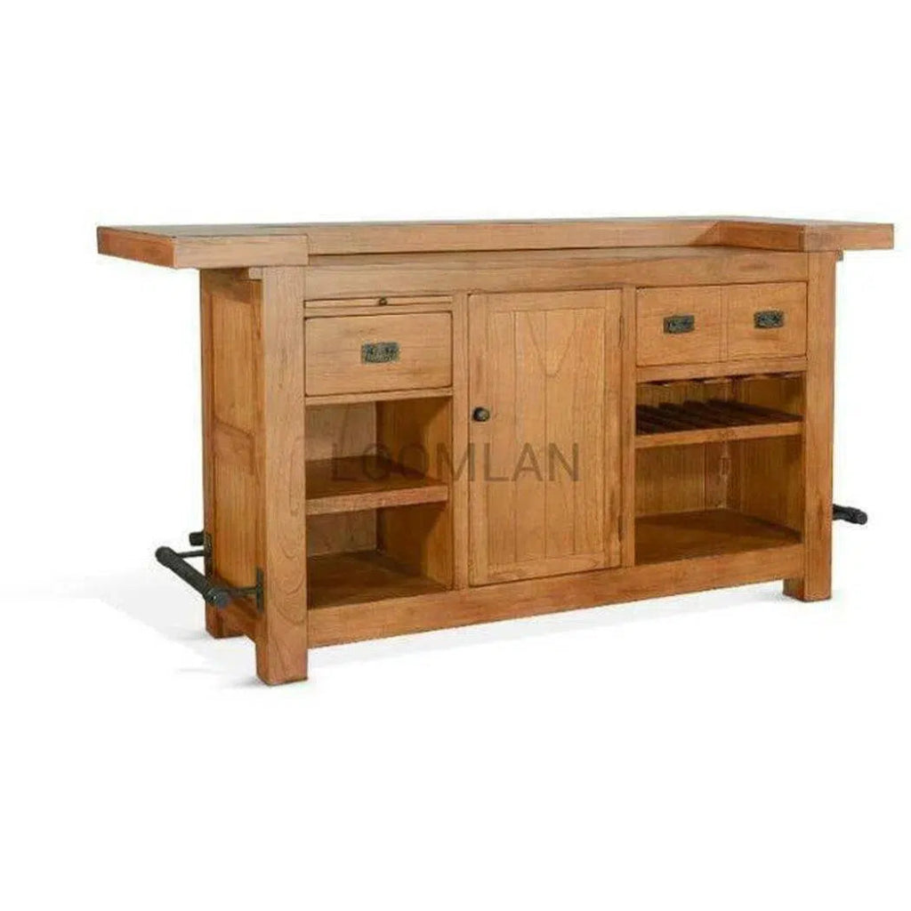 80-Inch Rustic Wood Game Room Bar Island with Storage - Perfect for Basement, Man Cave, or Entertainment Area