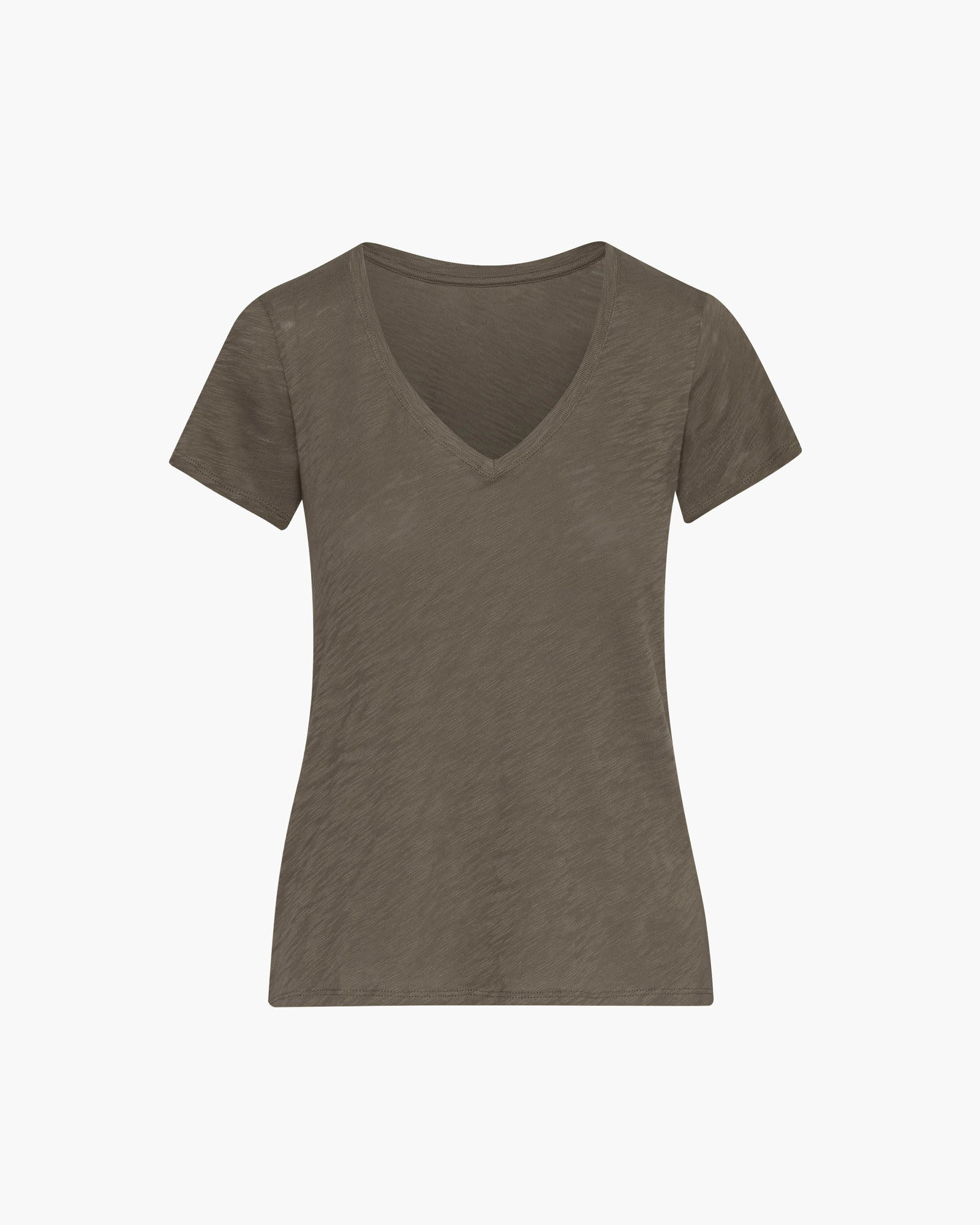 Slub Jersey Schoolboy V-Neck Tee in Army Green - Casual Comfort for Everyday Wear & School Outfits