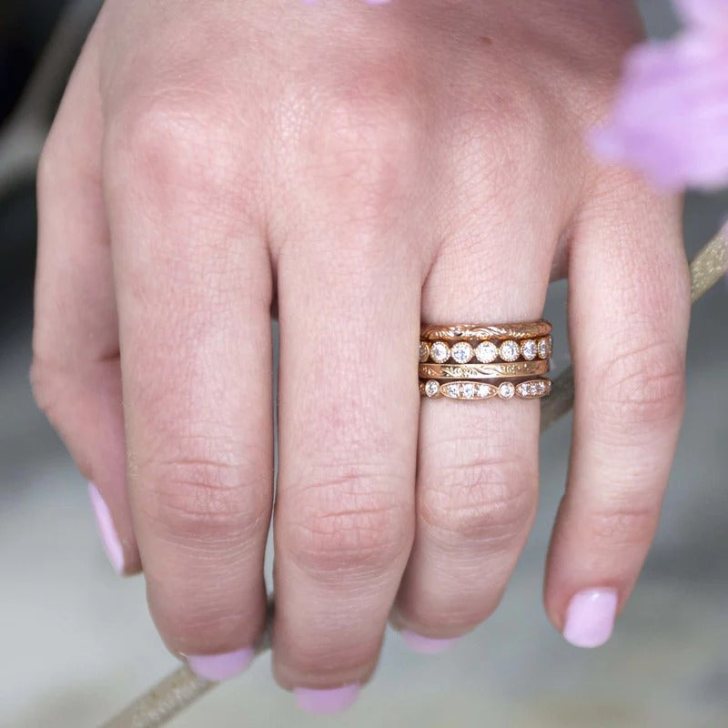 18K Rose Gold Single Stone Hazel Band Ring for Women - Elegant Wedding, Engagement & Anniversary Jewelry Gift