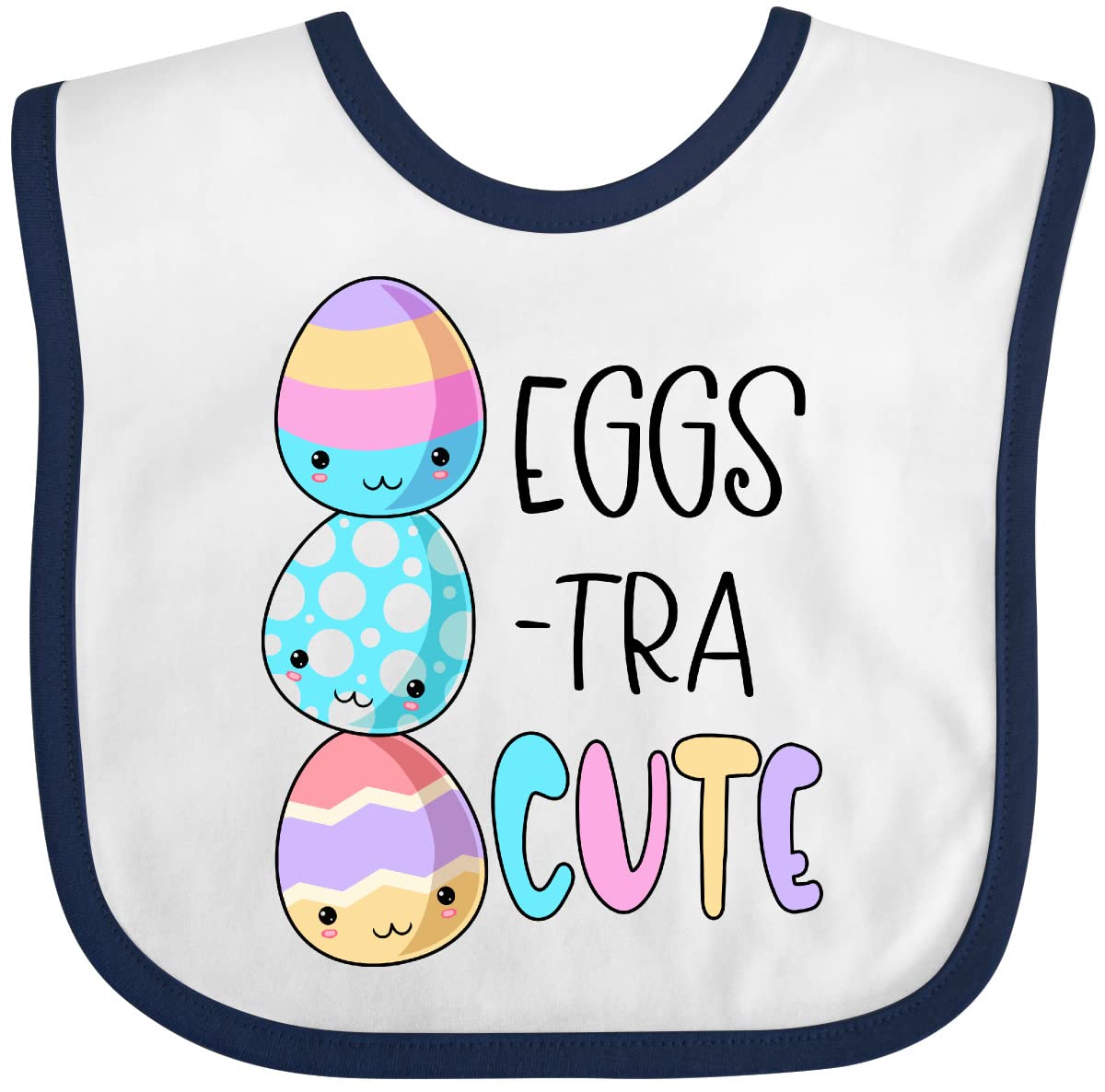 Inktastic Eggs-tra Cute Fun Easter Eggs Baby Bib - Soft Cotton Drool Bib for Infants & Toddlers - Perfect for Easter Celebrations, Photo Shoots & Holiday Gifting