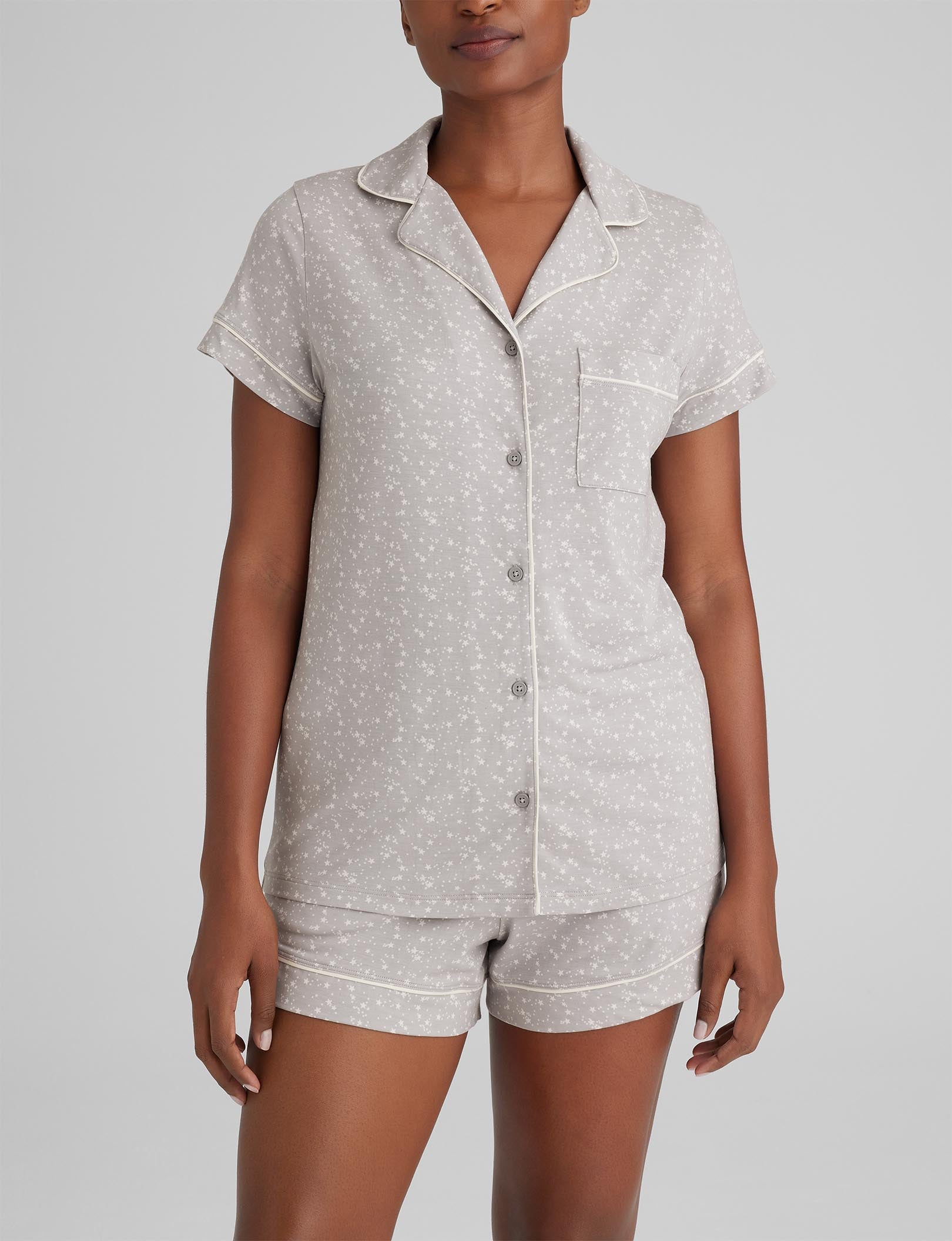 Women's Comfortable Sleepwear Pajama Set - Soft Cotton Top & Shorts for Relaxing at Home, Lounging & Nighttime Comfort