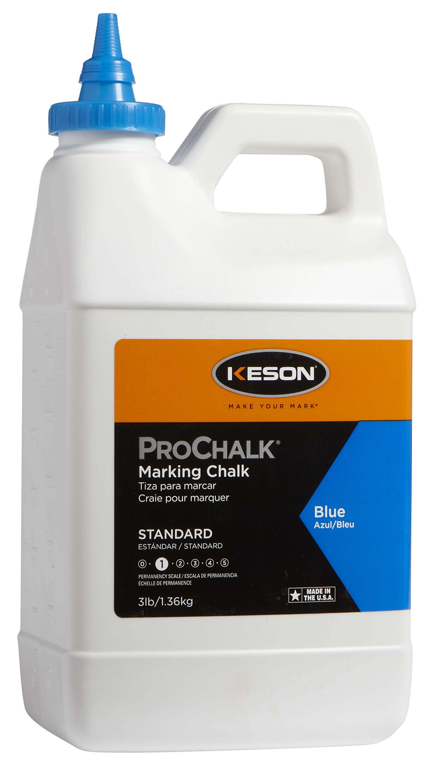 Keson 103B ProChalk Blue Marking Chalk - 3-Pound Professional Grade for Construction, Surveying & Masonry | High Visibility Outdoor/Indoor Chalk Line Tool