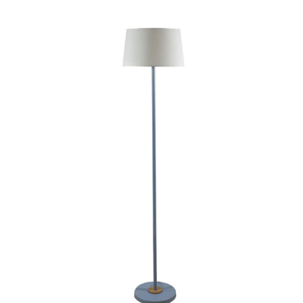 Modern LED Floor Lamp with Fabric Shade - Minimalist Standing Light for Living Room, Bedroom, Study | Blue Reading Lamp for Home & Office Decor