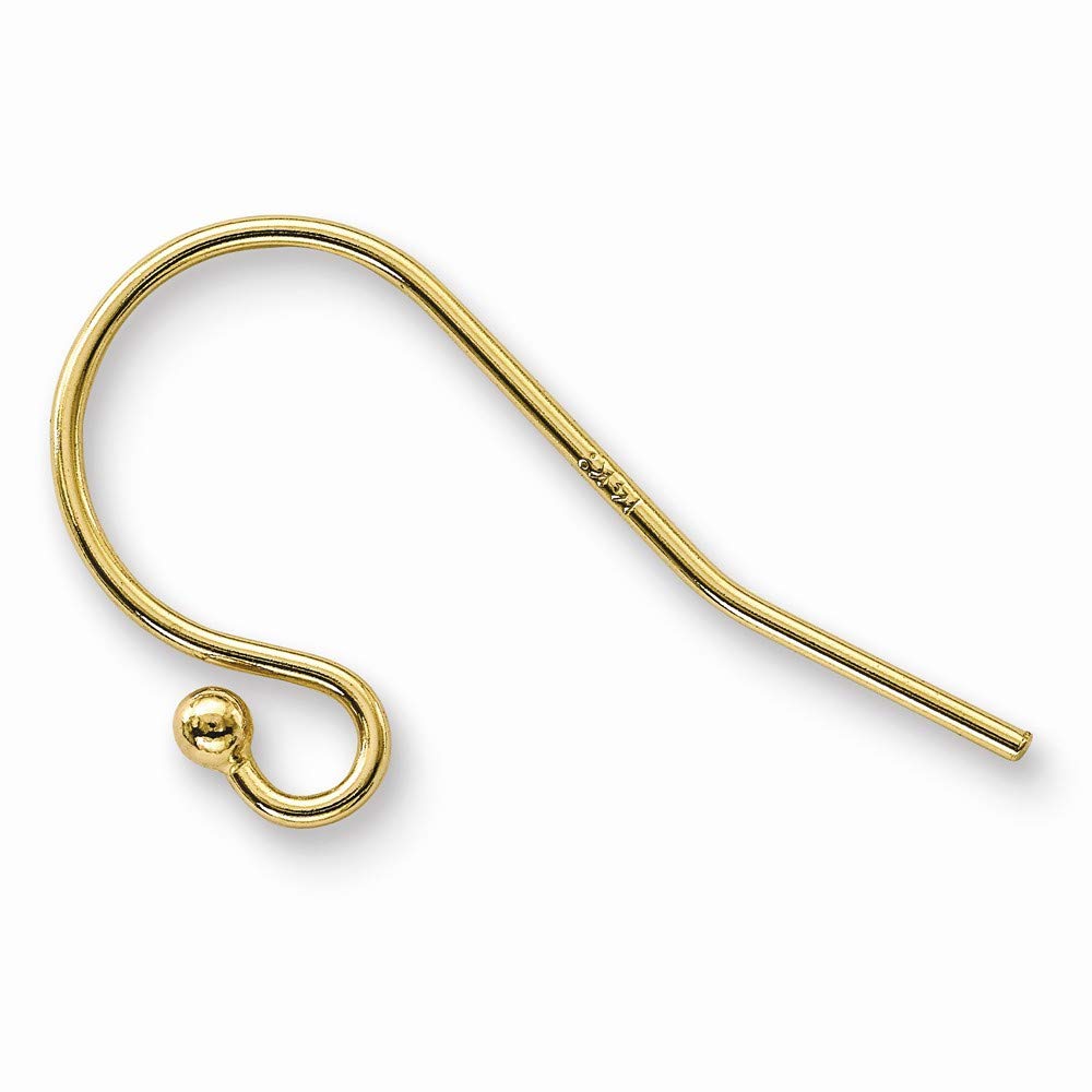 14K Solid Yellow Gold Ball End Wire Shepherd Hook Earring Components for Handmade Jewelry Making - DIY Crafting, Earring Findings, and Jewelry Repair