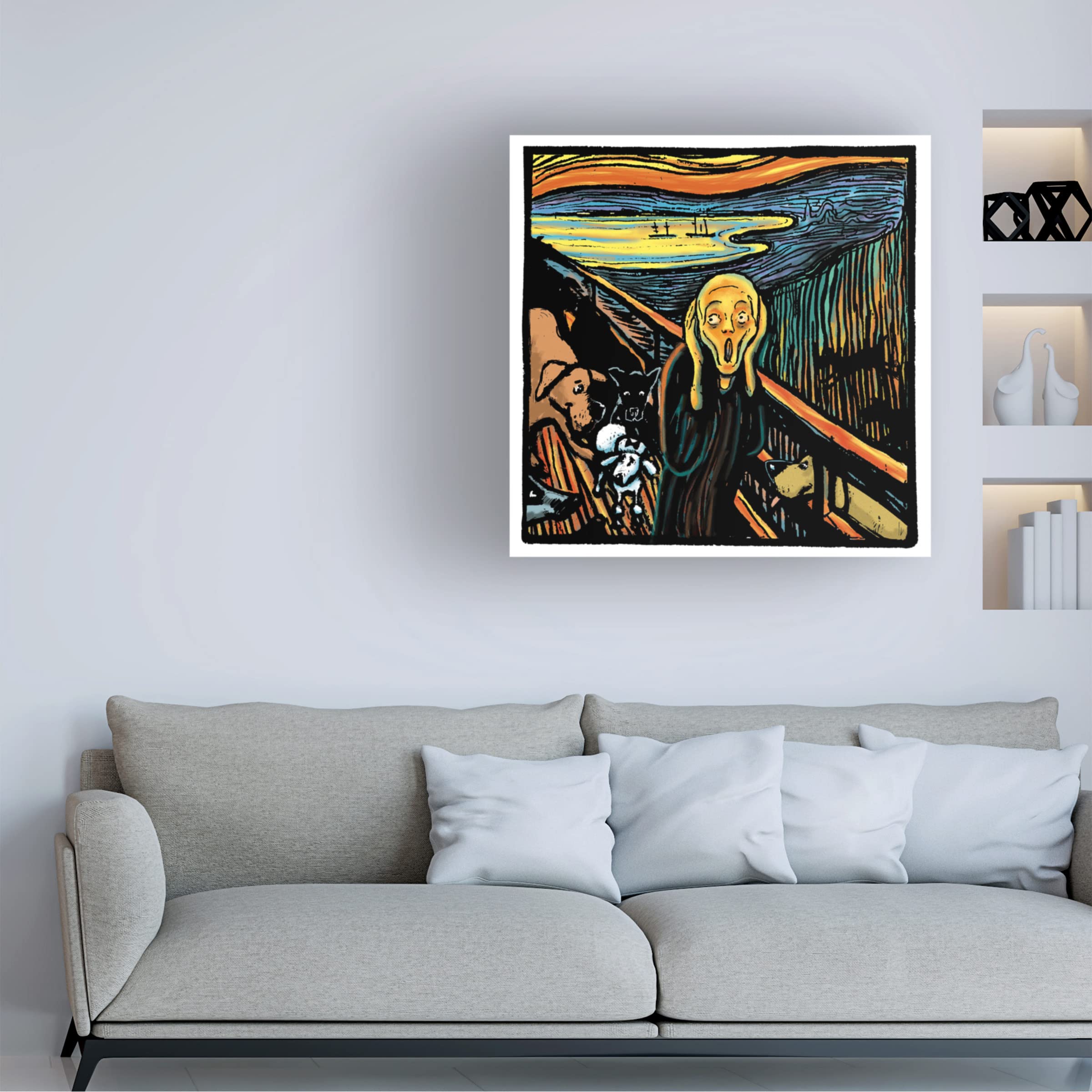 Trademark Fine Art 'Munch Dog' Canvas Wall Art by Chameleon Design - Modern Home Decor for Living Room, Bedroom & Office